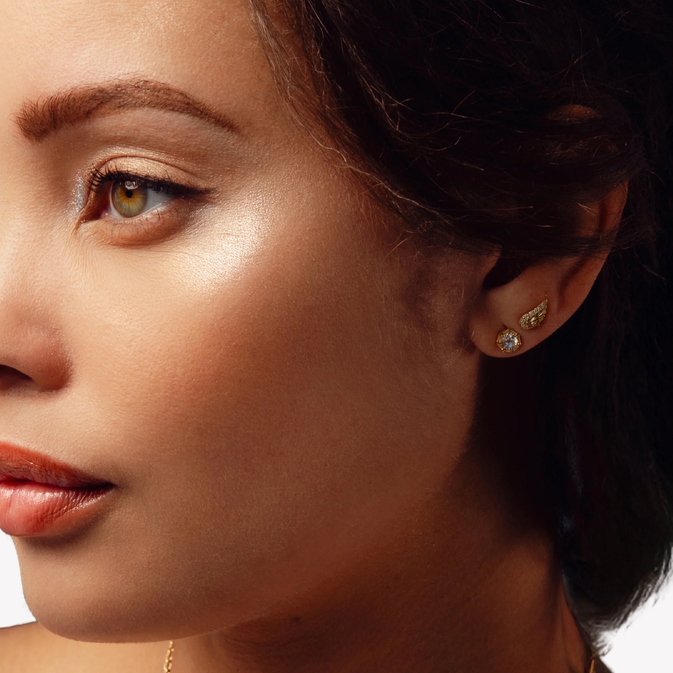 Divine Wings Sparkle Earrings-Gold