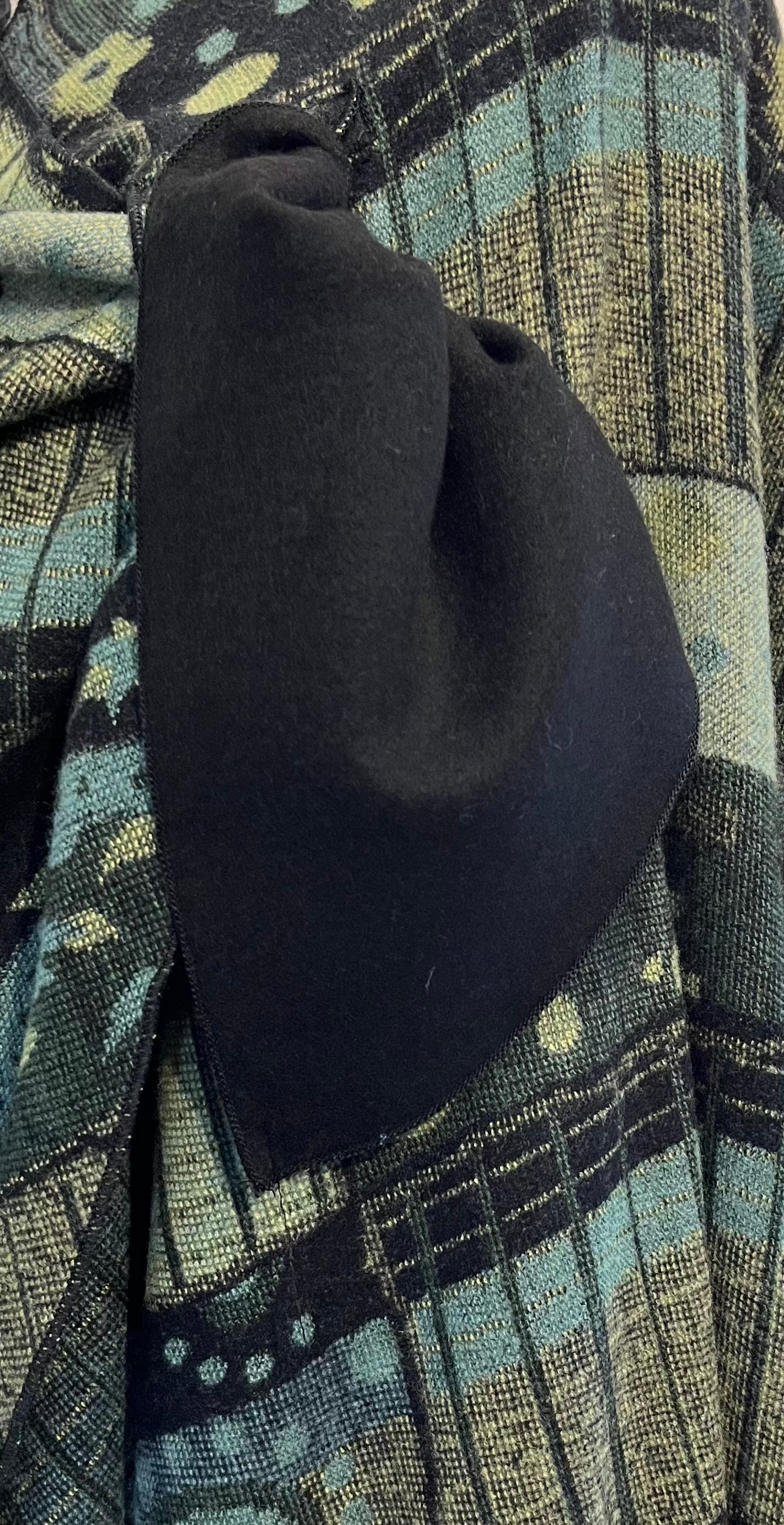 Green Shades Reverses to Black Cashmere Shawl