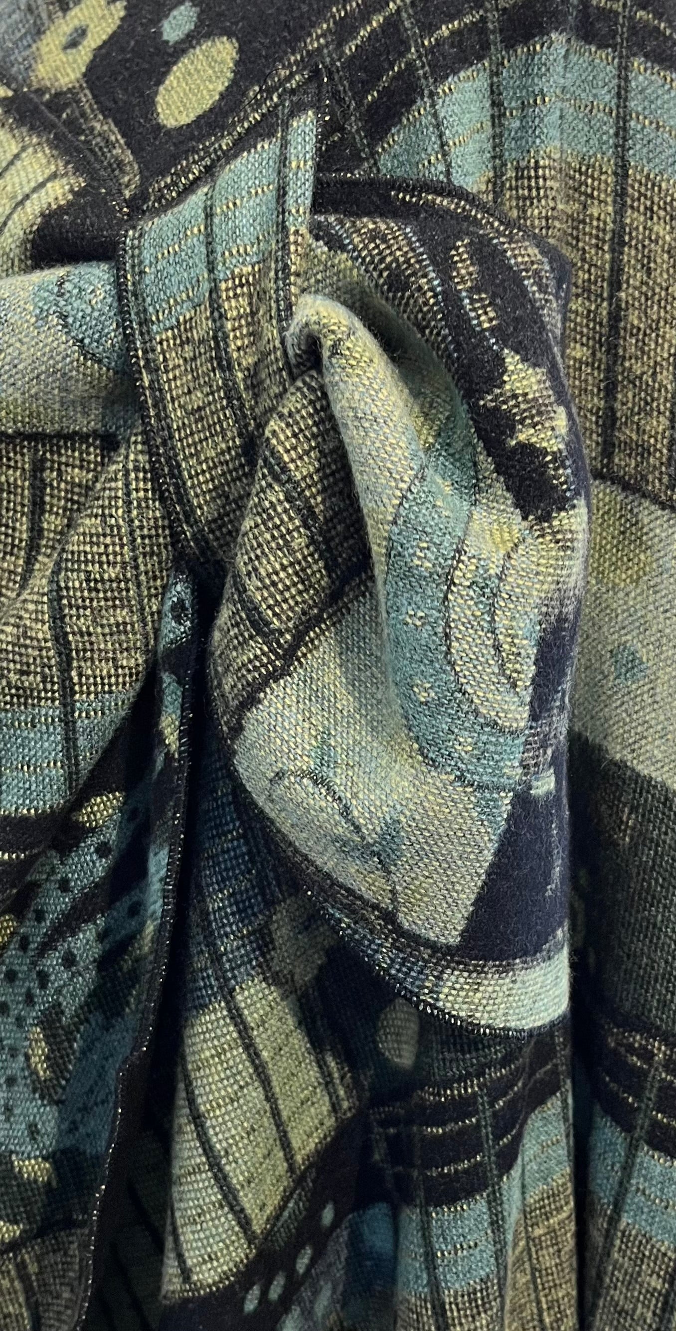 Green Shades Reverses to Black Cashmere Shawl