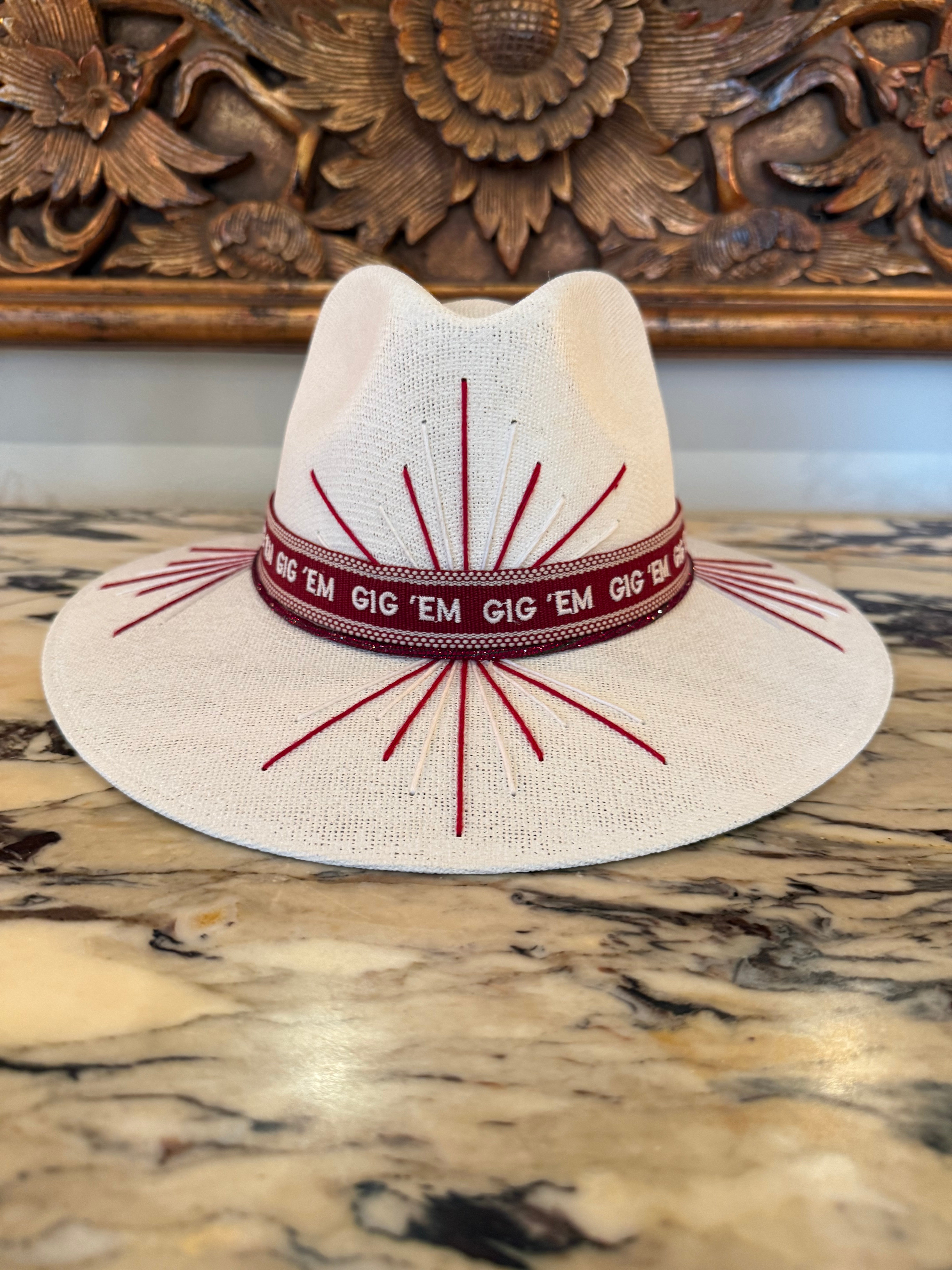 One of a Kind Women's Texas Aggies Themed Straw Hat