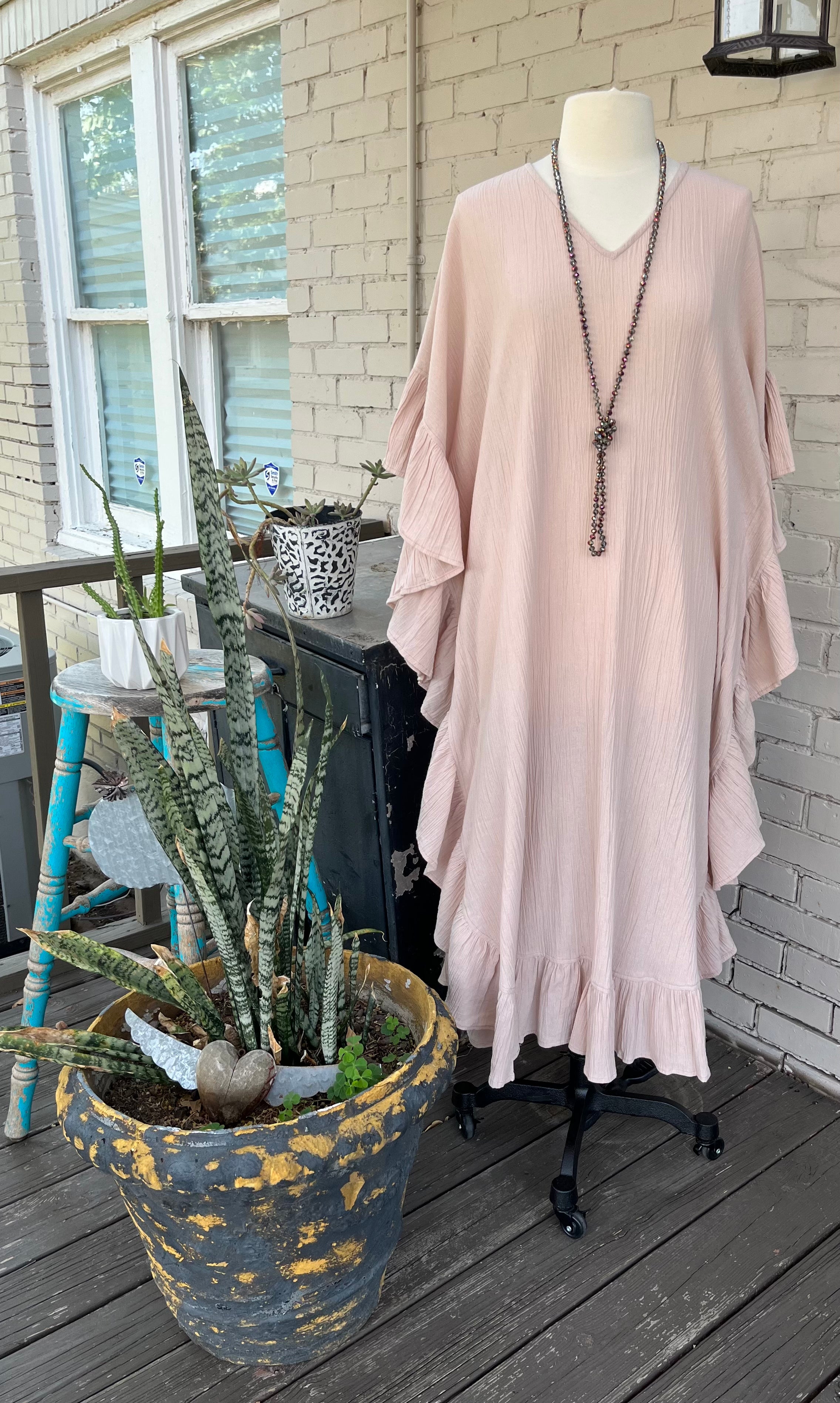 Shades of Sand Cotton Gauze Kaftan
