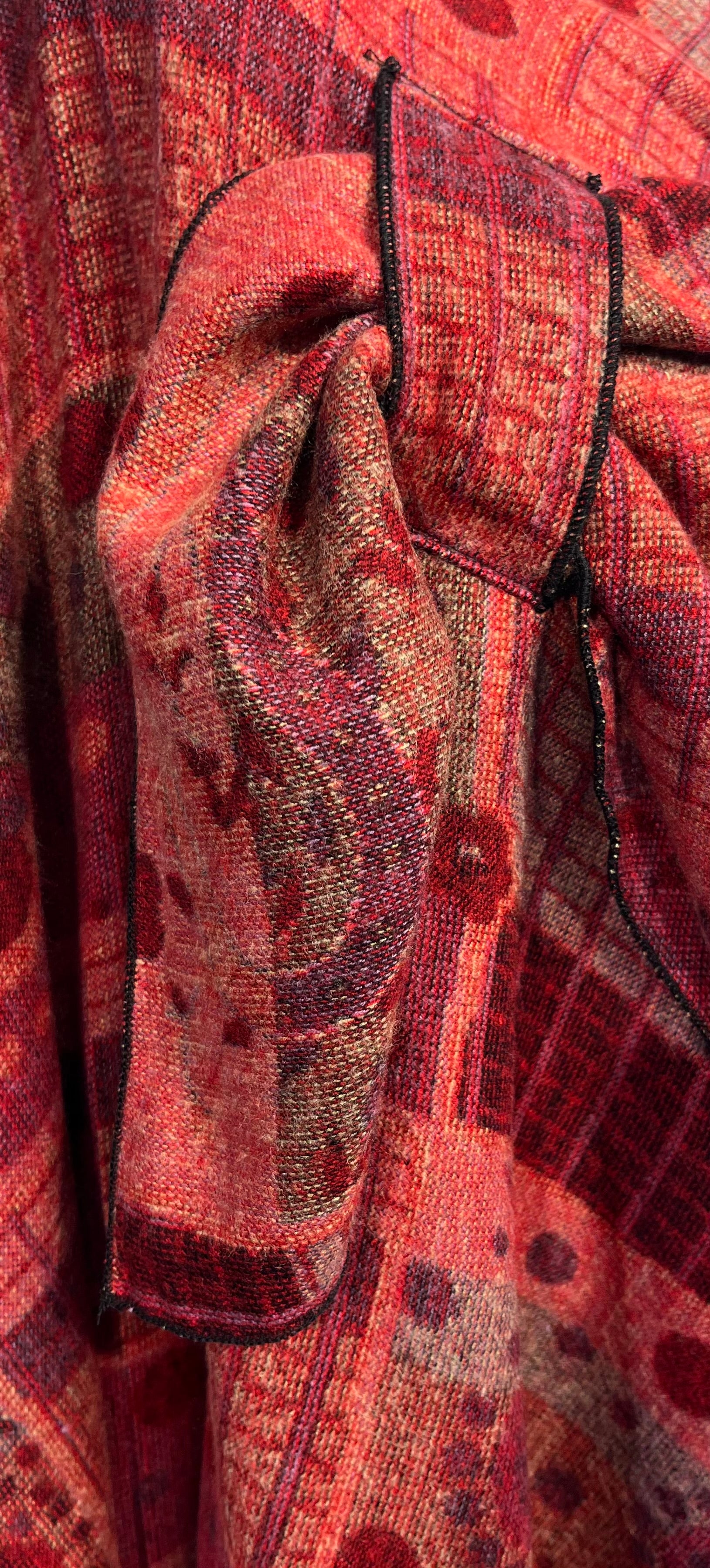 Black, Red & Tan Reversible Cashmere Shawl