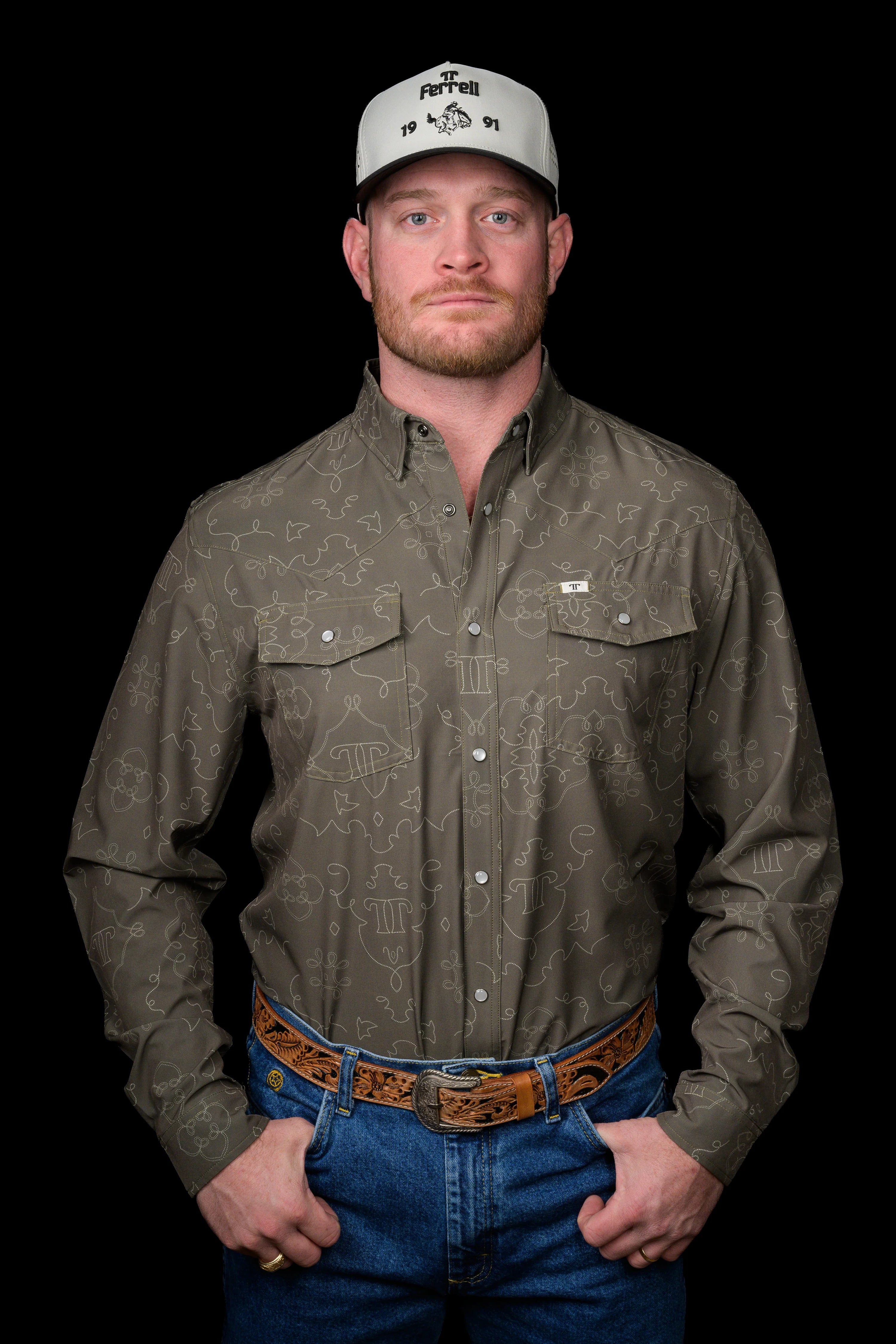 The Carson in Green - Long Sleeve Snap Shirt by Ferrell