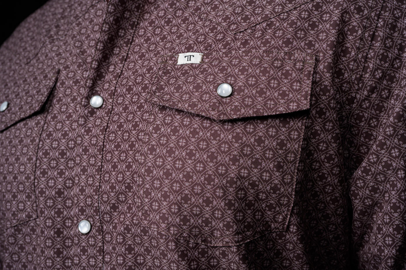 The Silas in Brown- Long Sleeve Snap Shirt by Ferrell