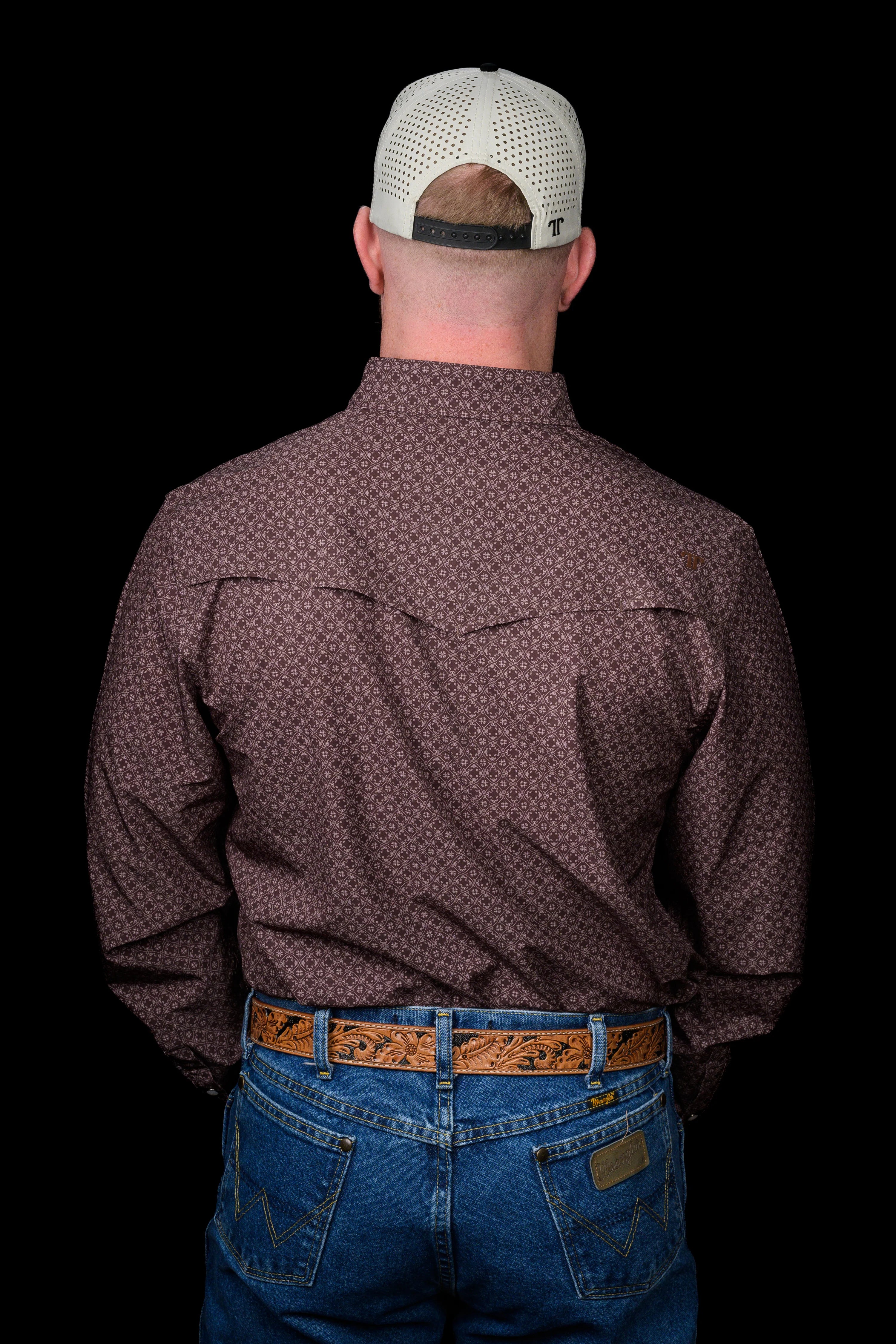 The Silas in Brown- Long Sleeve Snap Shirt by Ferrell