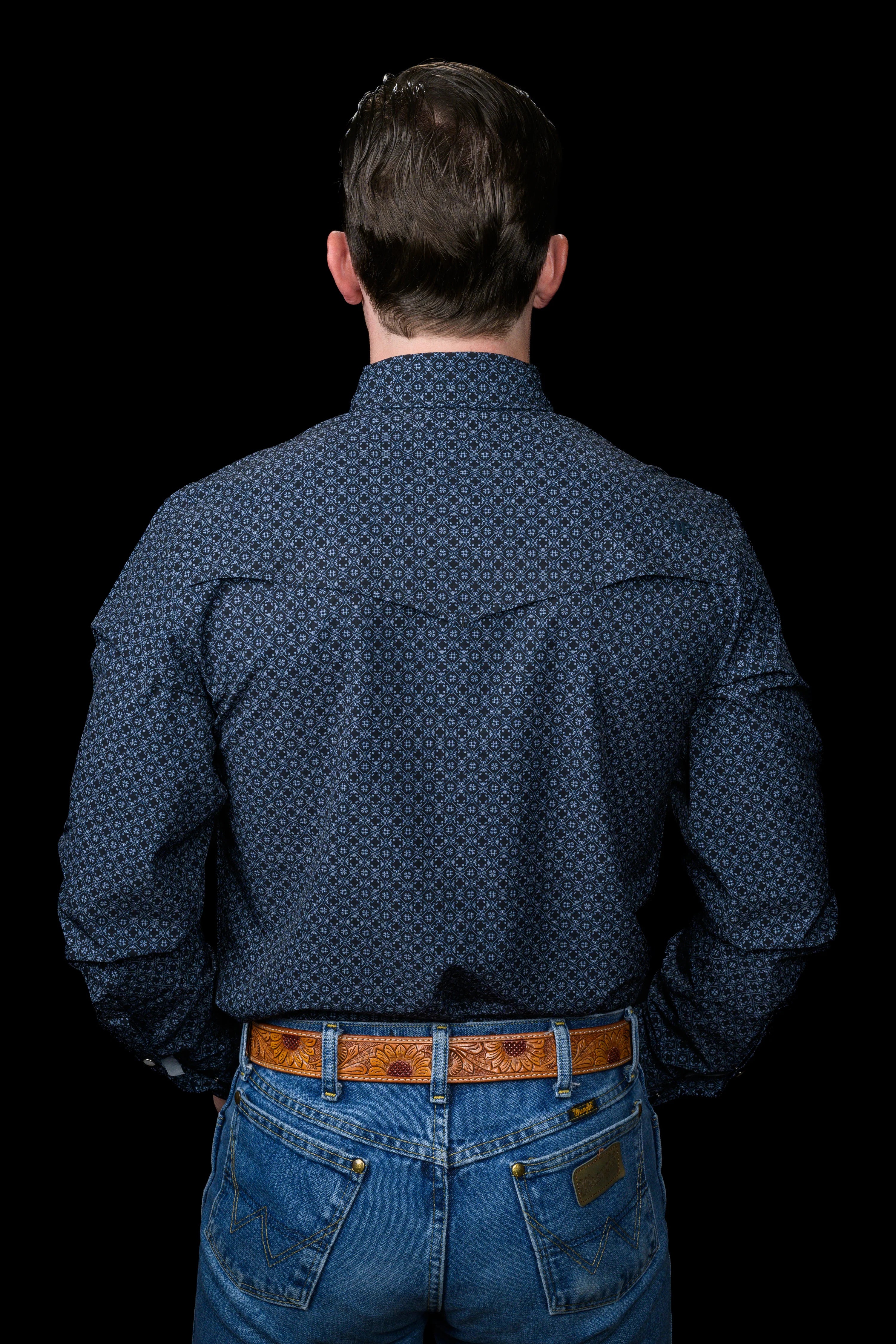 The Silas in Black- Long Sleeve Snap Shirt by Ferrell