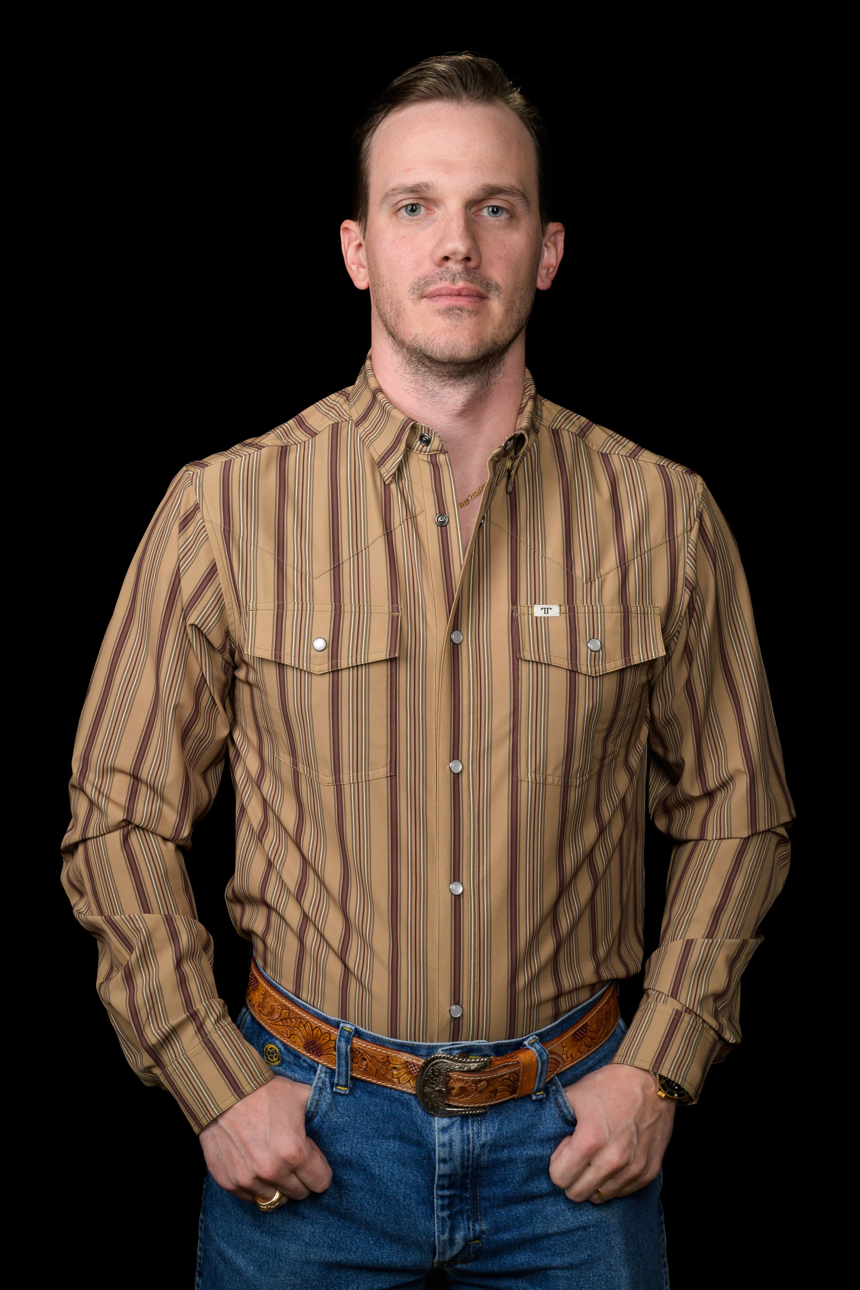 The Jackson in Green- Long Sleeve Snap Shirt by Ferrell
