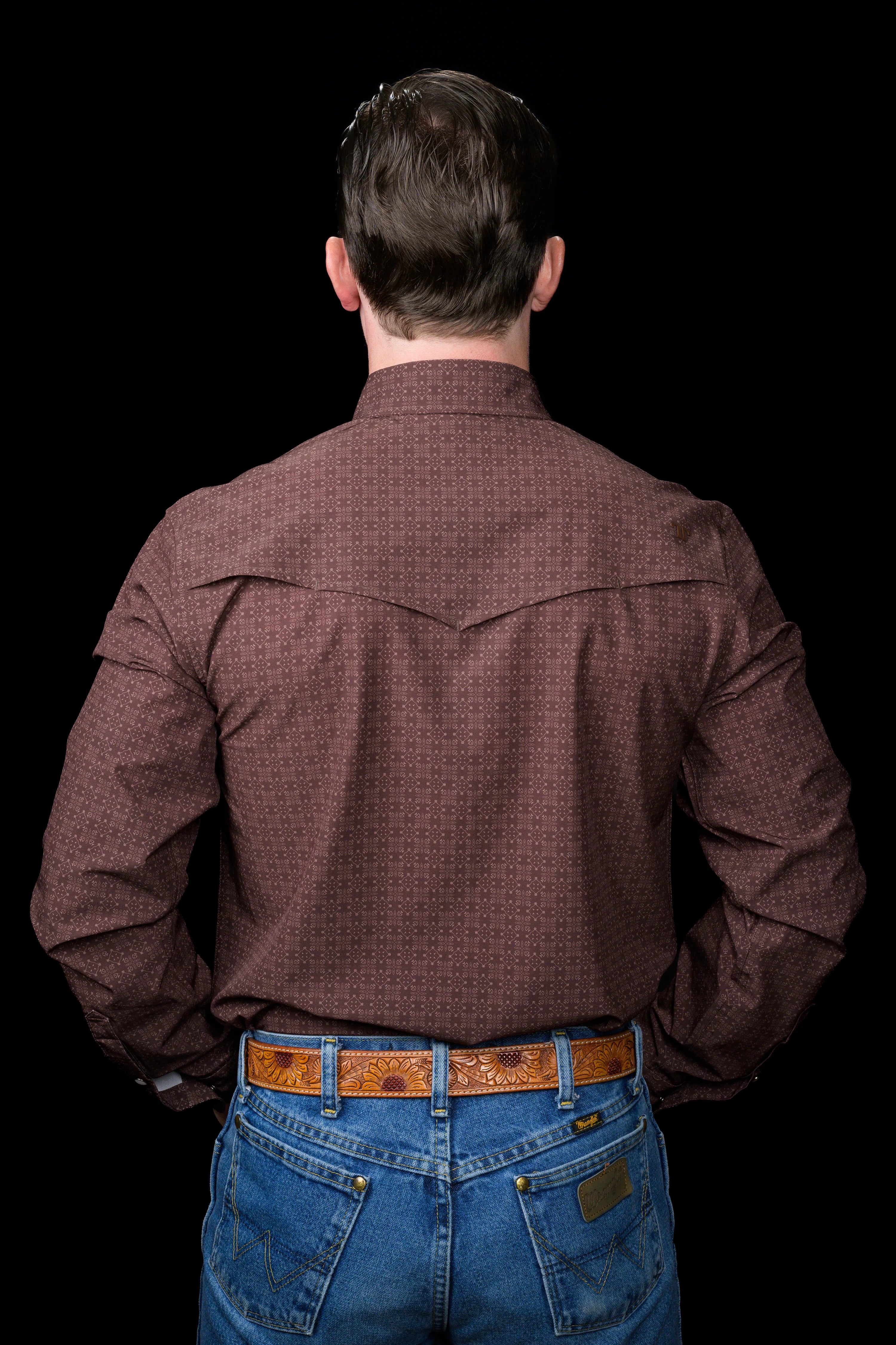 The Collin in Brown- Long Sleeve Snap Shirt by Ferrell