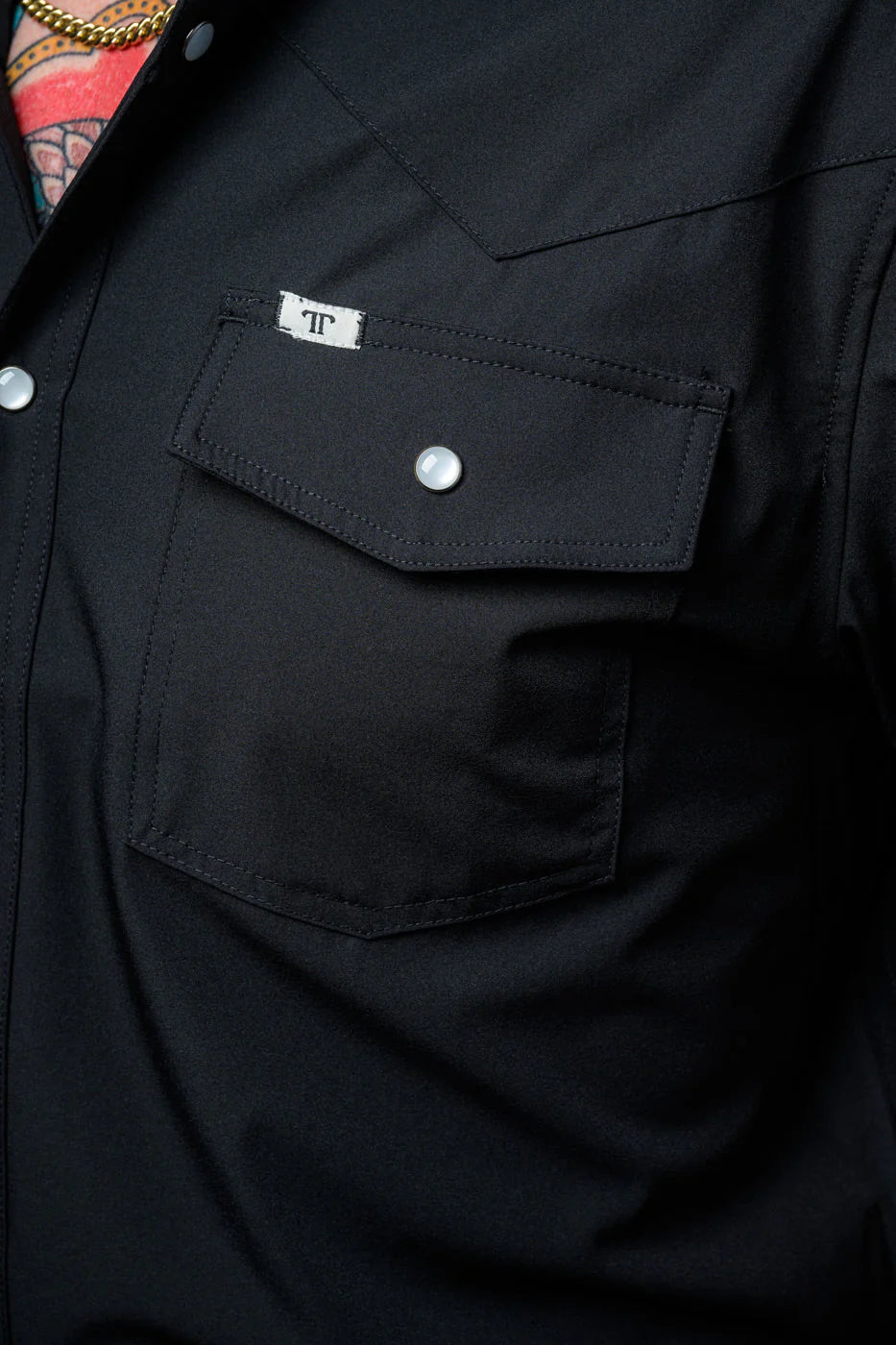 Black Long Sleeve Pearl Snap Shirt