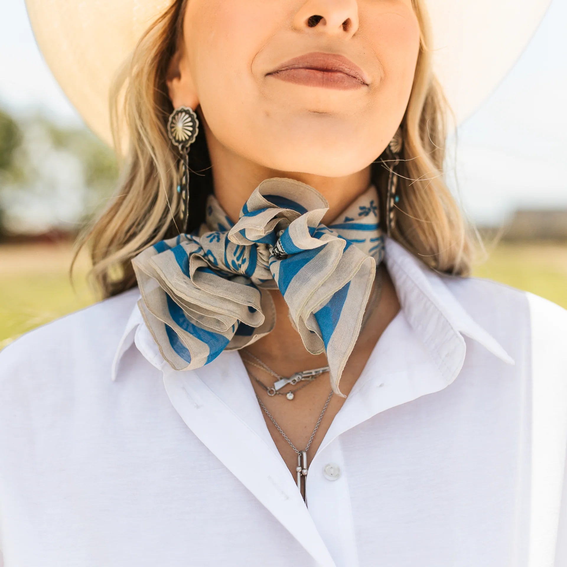 Game Day Down South Doily Bandana- Blue
