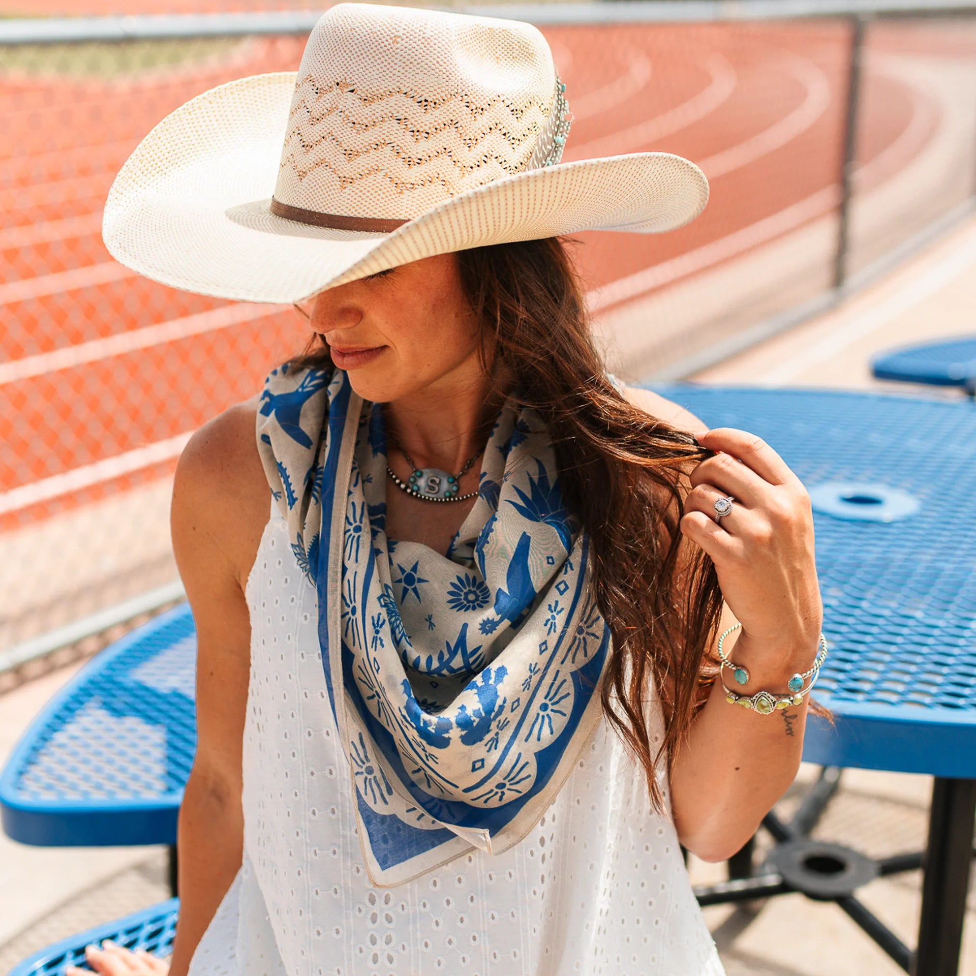 Game Day Down South Doily Bandana- Blue
