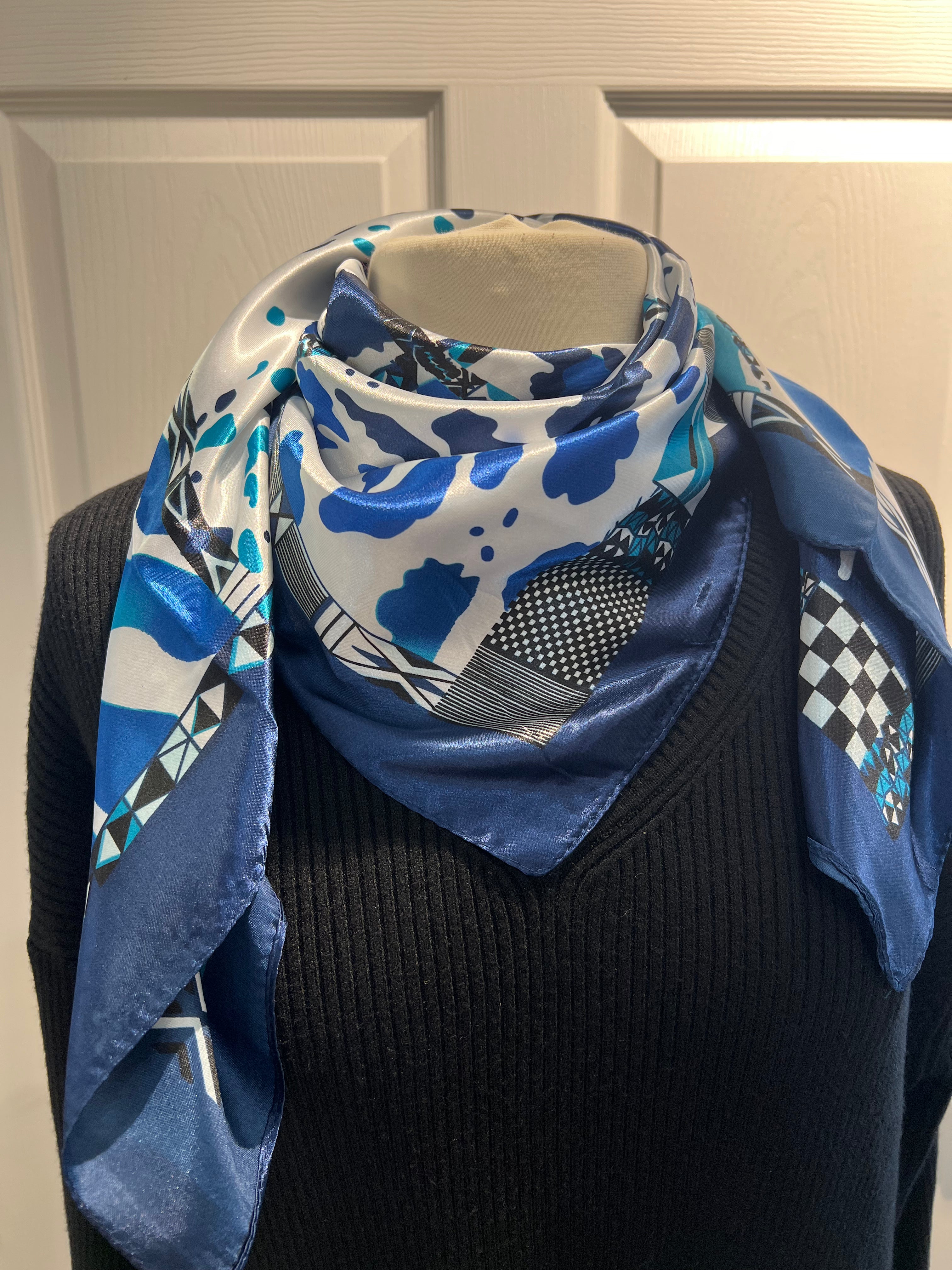 Navy & Teal Cheetah  Wild Rag/Scarf