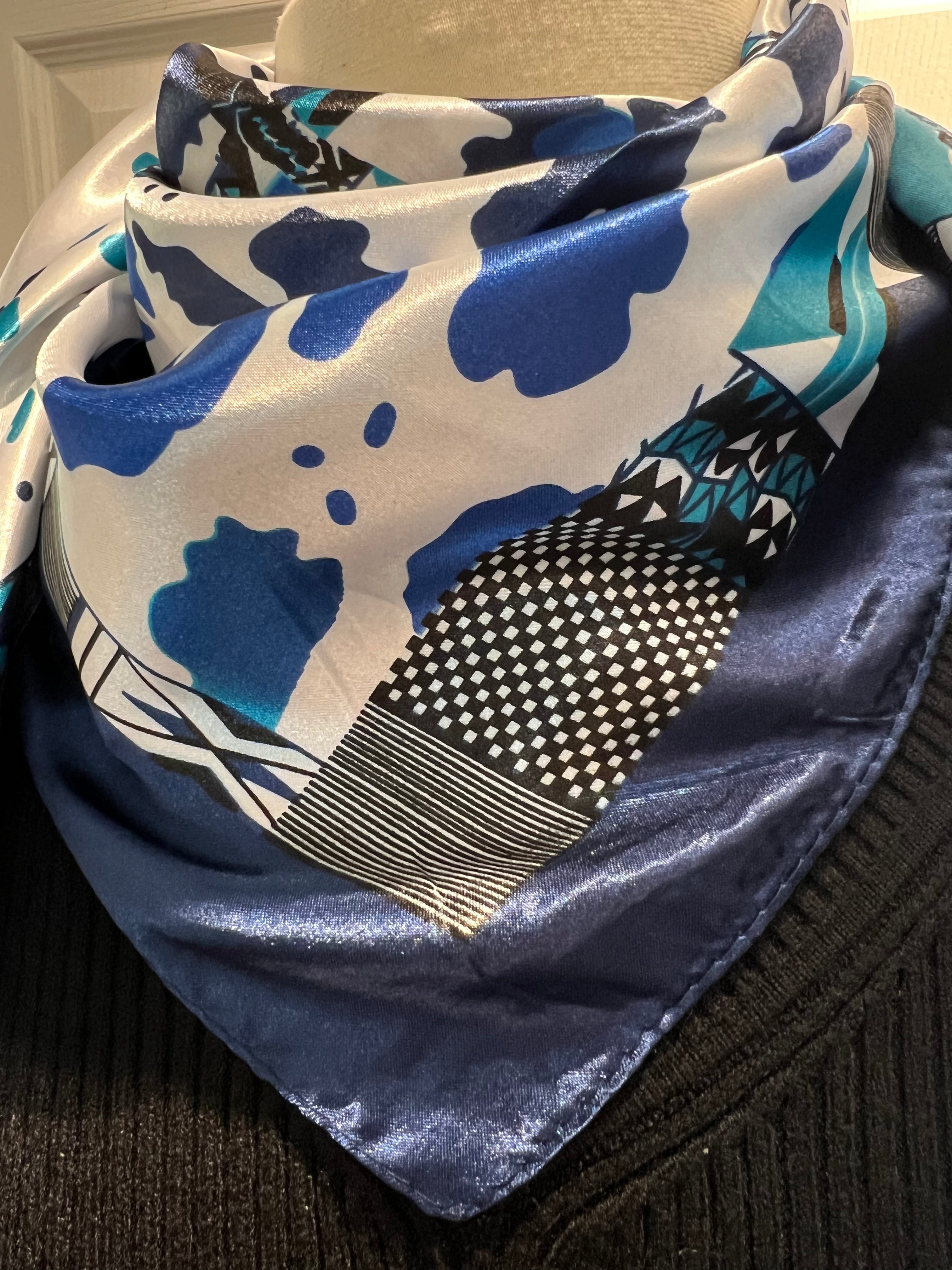 Navy & Teal Cheetah  Wild Rag/Scarf