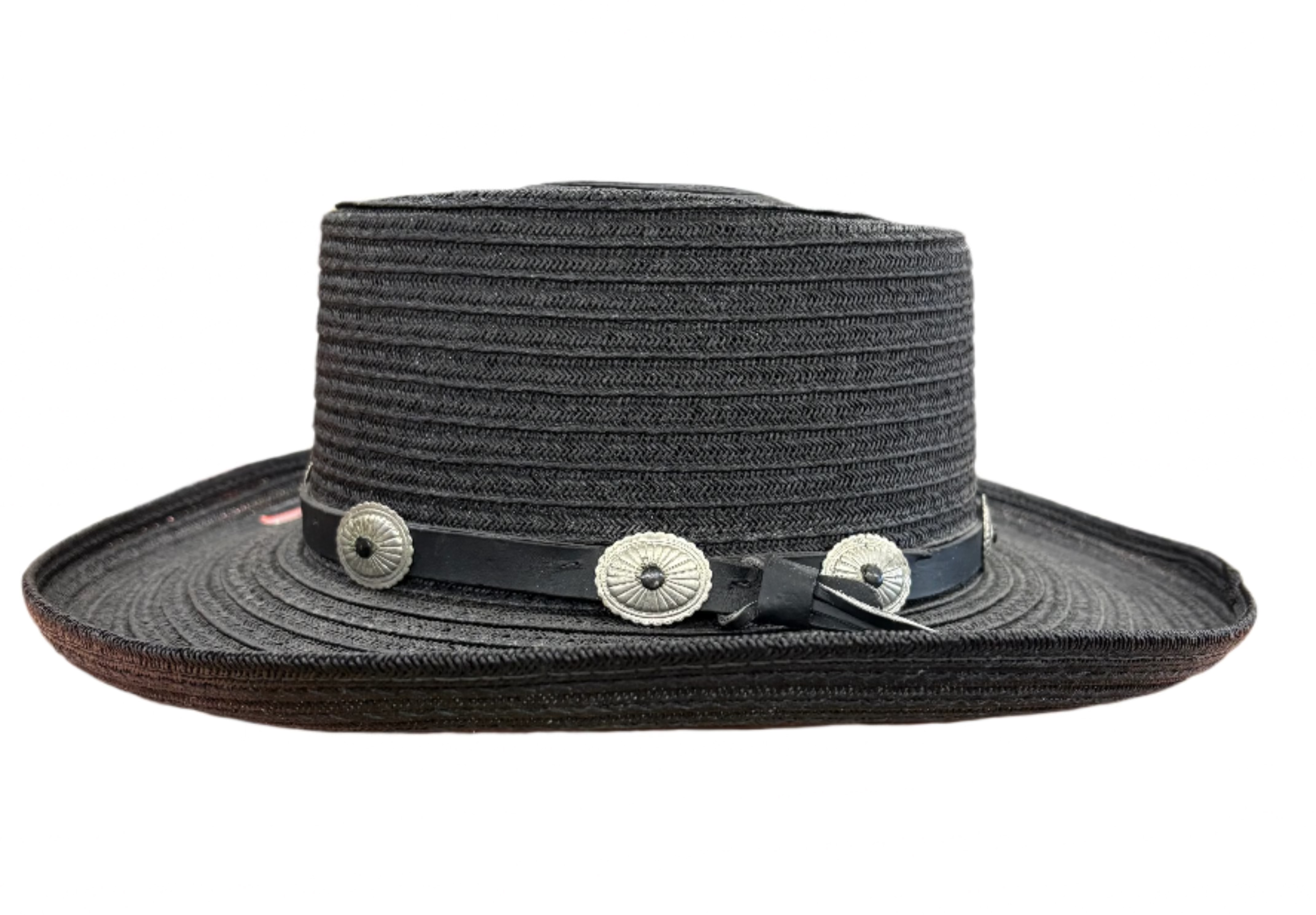 Pinzano Black Gambler Straw Milan Hat
