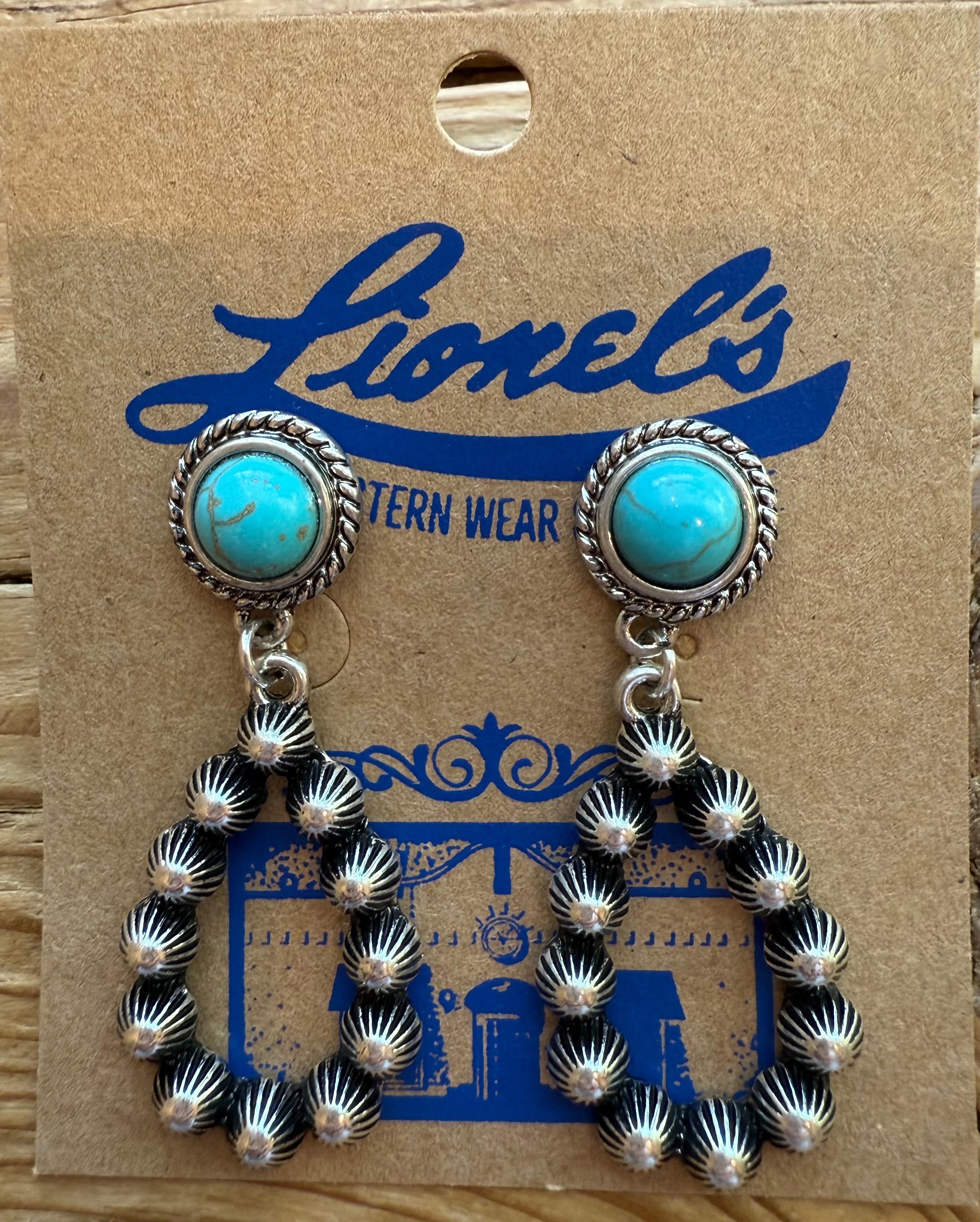 Turquoise/Silver Fashion Navajo Pearl Earrings