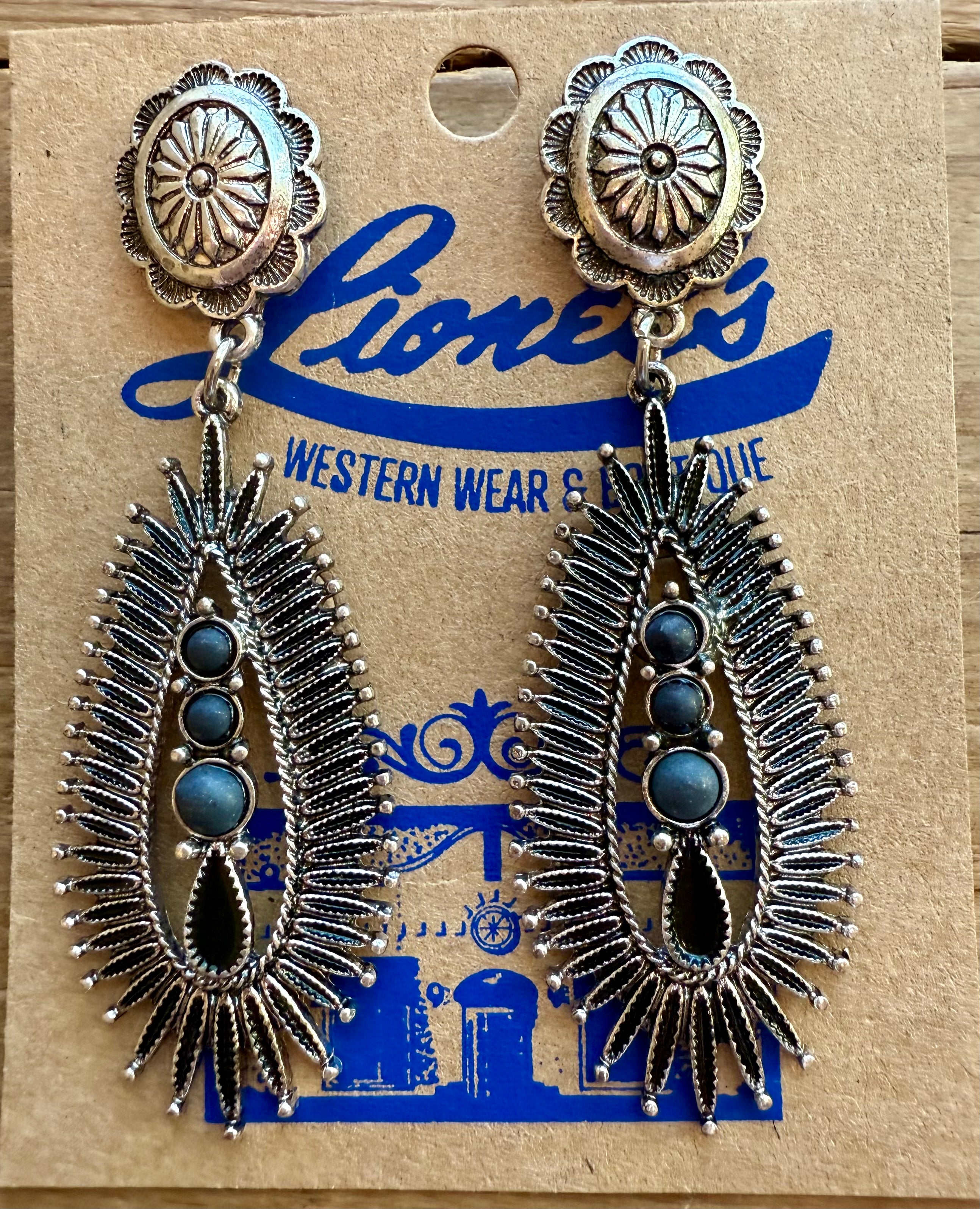 Black on Silver Fashion Drop Earrings