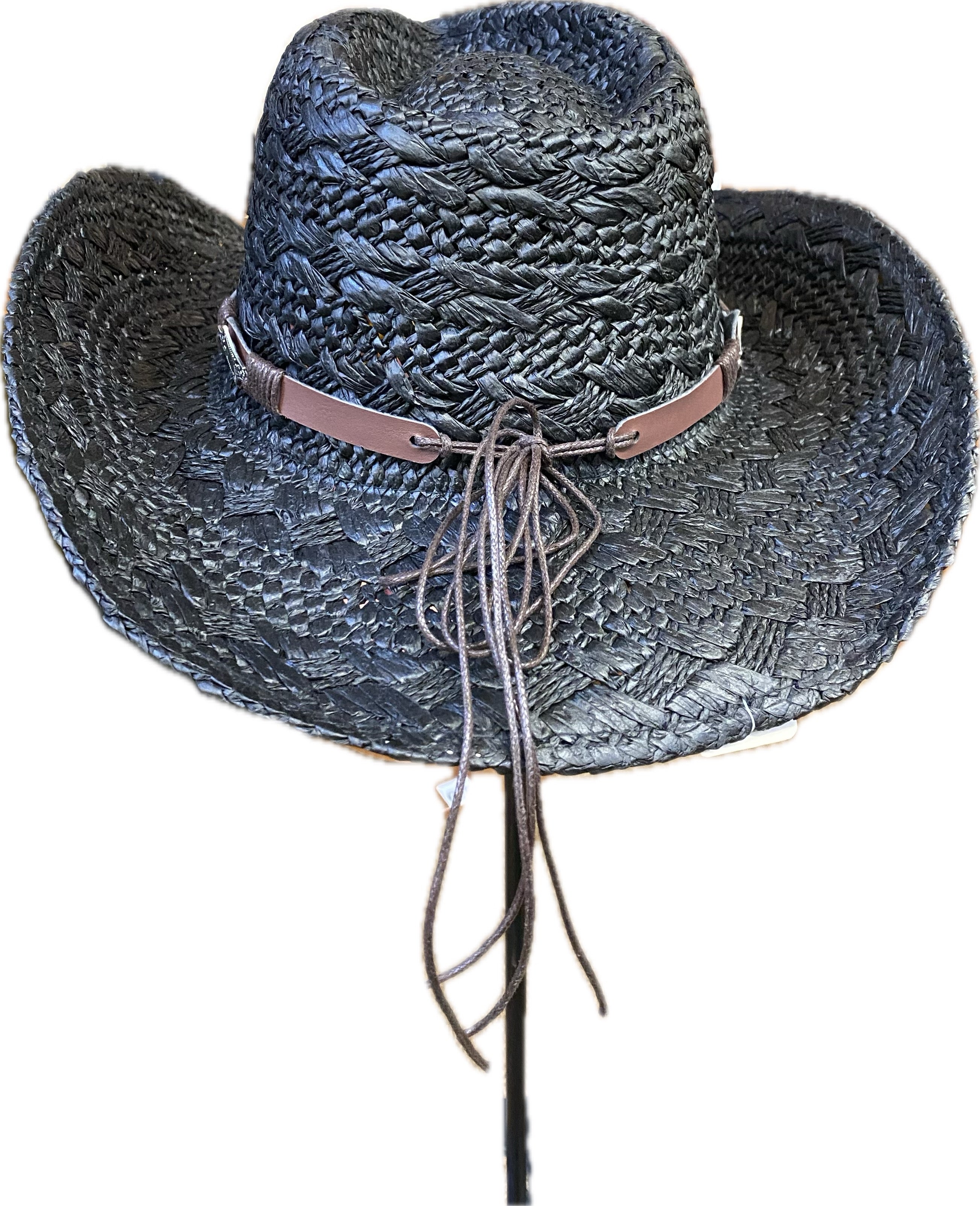 Ladies Black Fashion Western Straw Hat