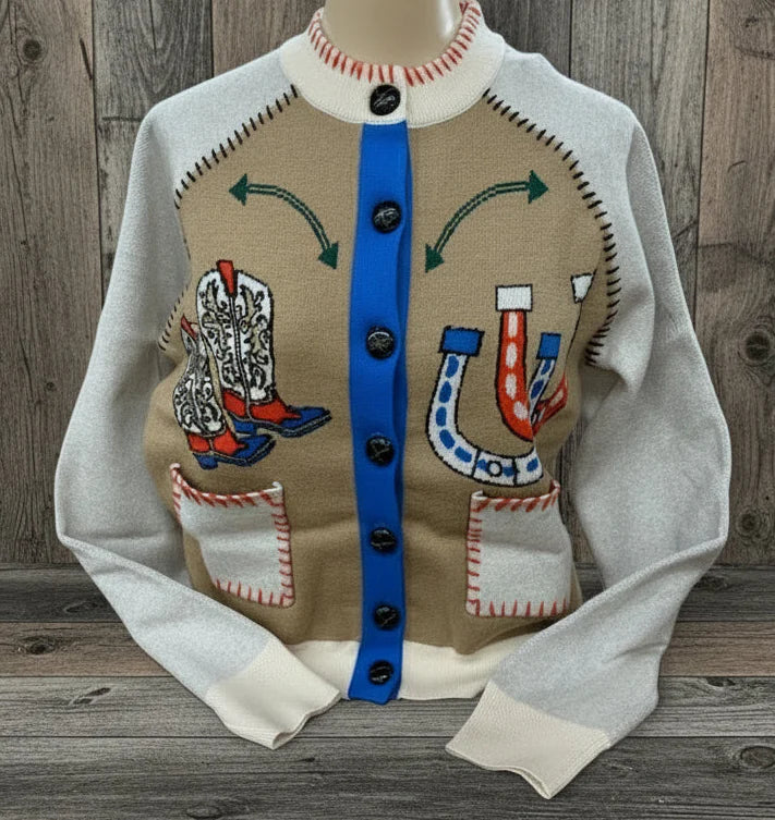 Rodeo Luck Horseshoe Embroidered Cardigan