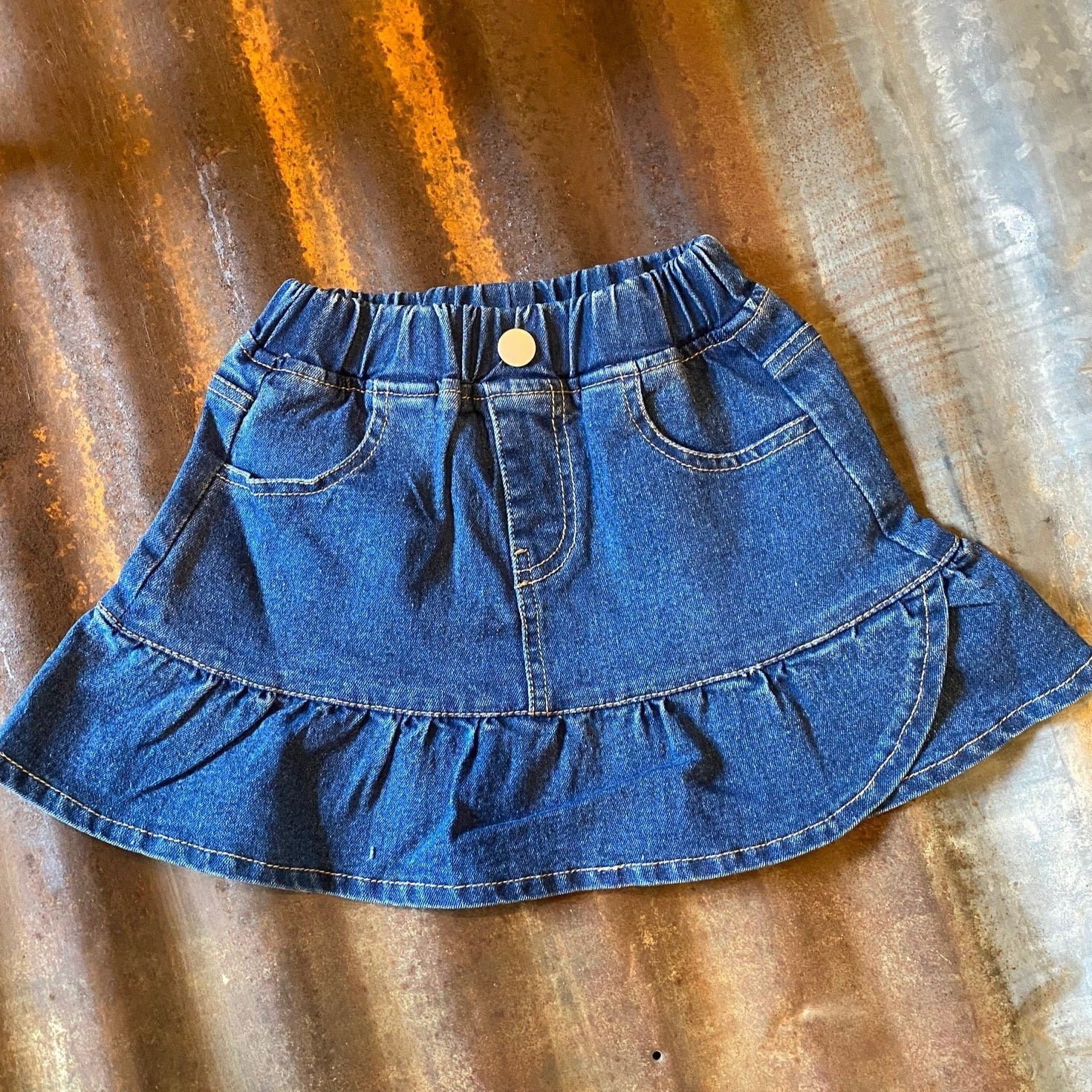 Little Girl's Ruffled Denim Skirt