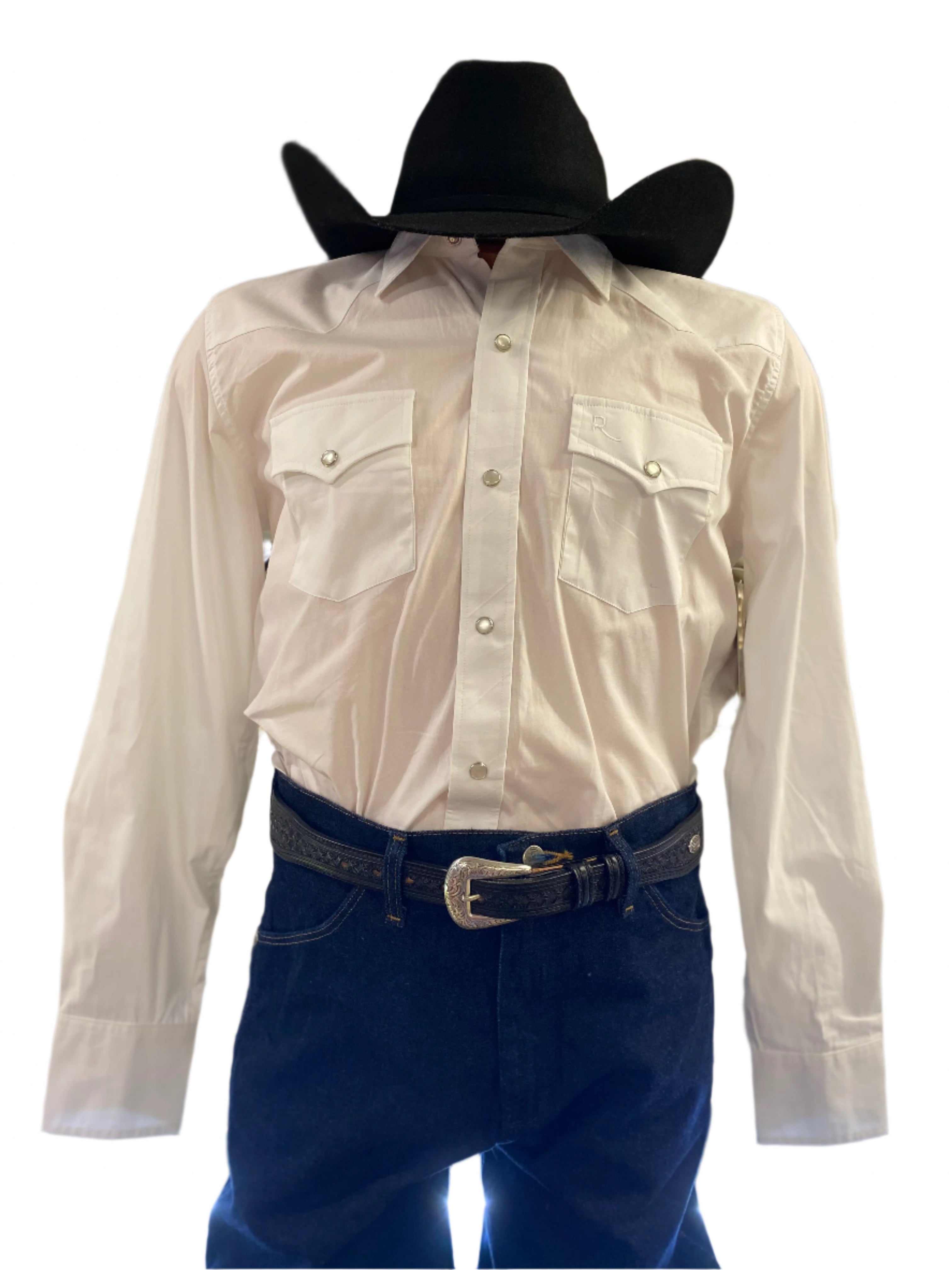 White Long Sleeve Pearl Snap Western Shirt