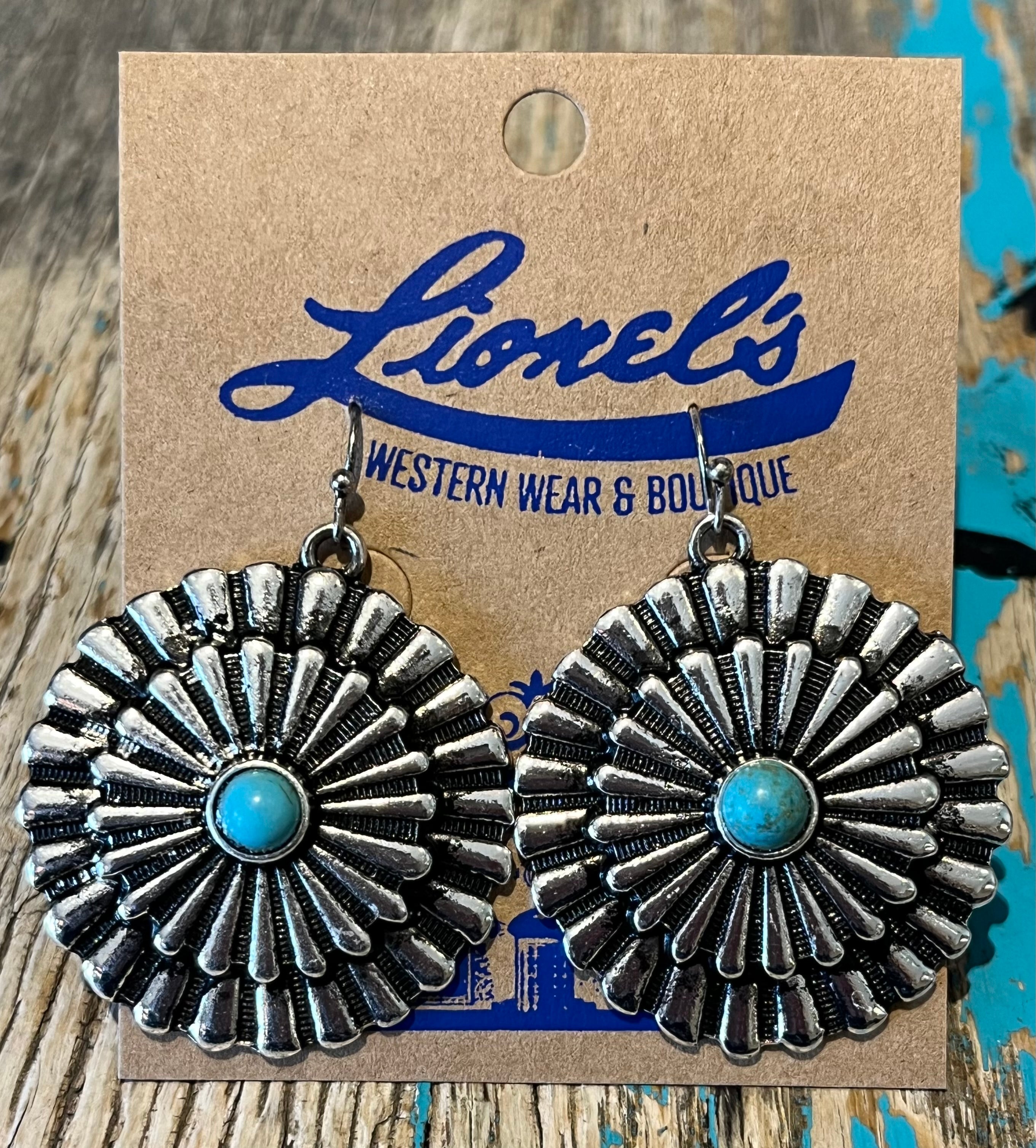 Turquoise Concho Drop Earrings