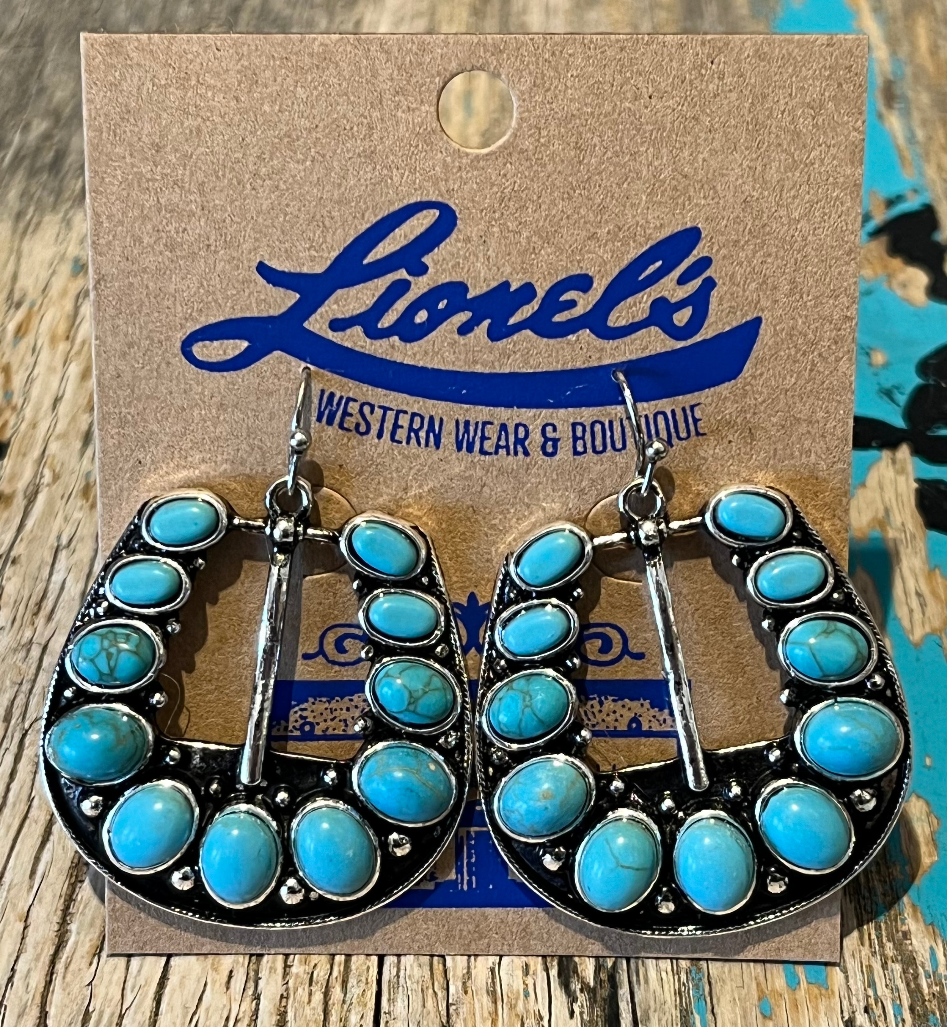 Faux Turquoise Buckle Earrings