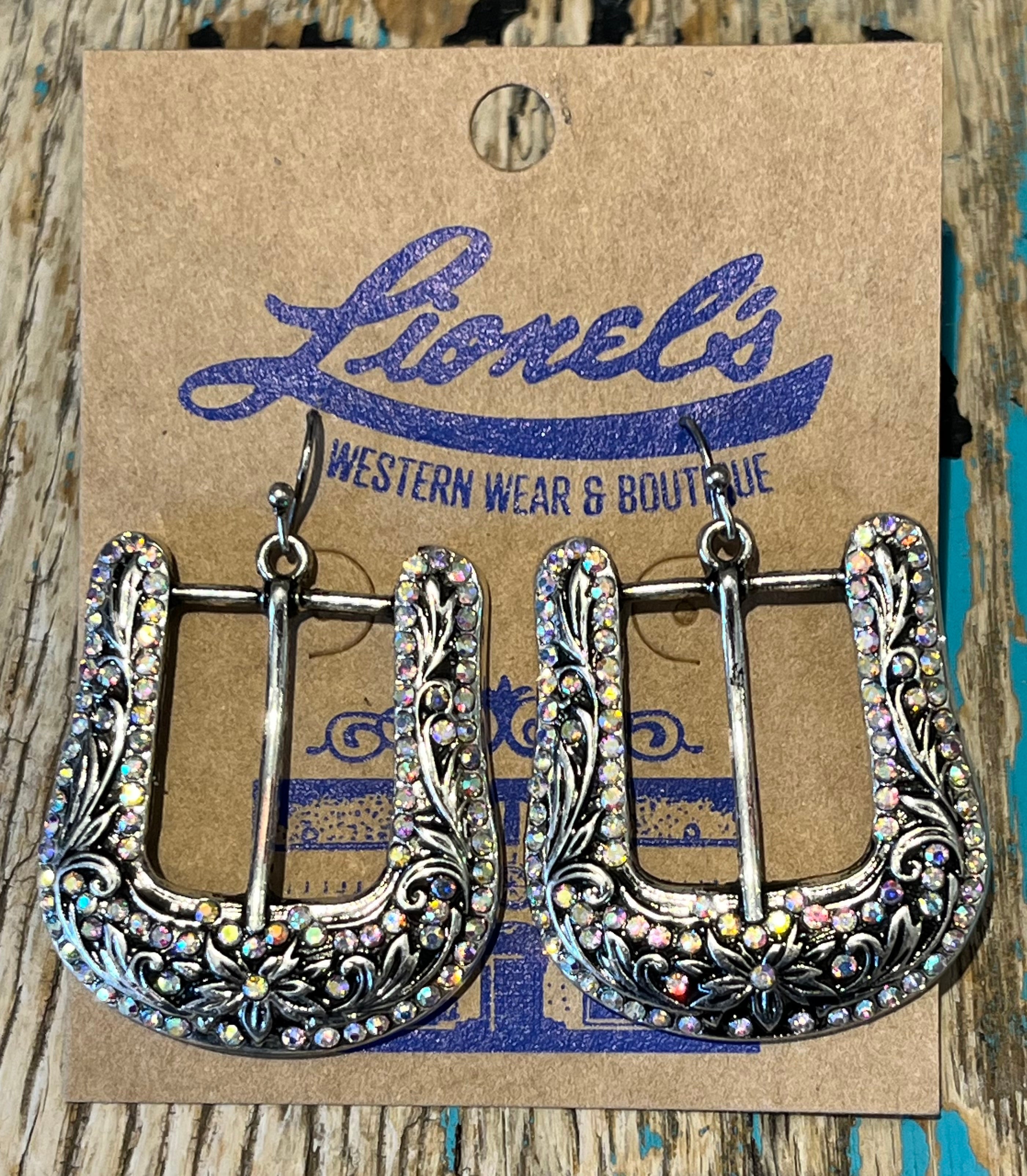 Rhinestone Western Buckle Earrings