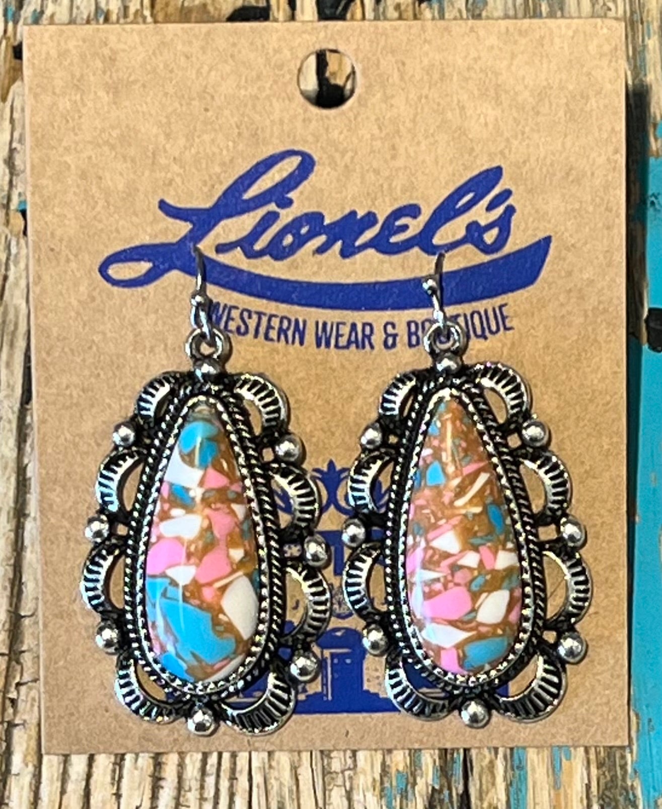 Pink Multi-Stone Teardrop Earrings