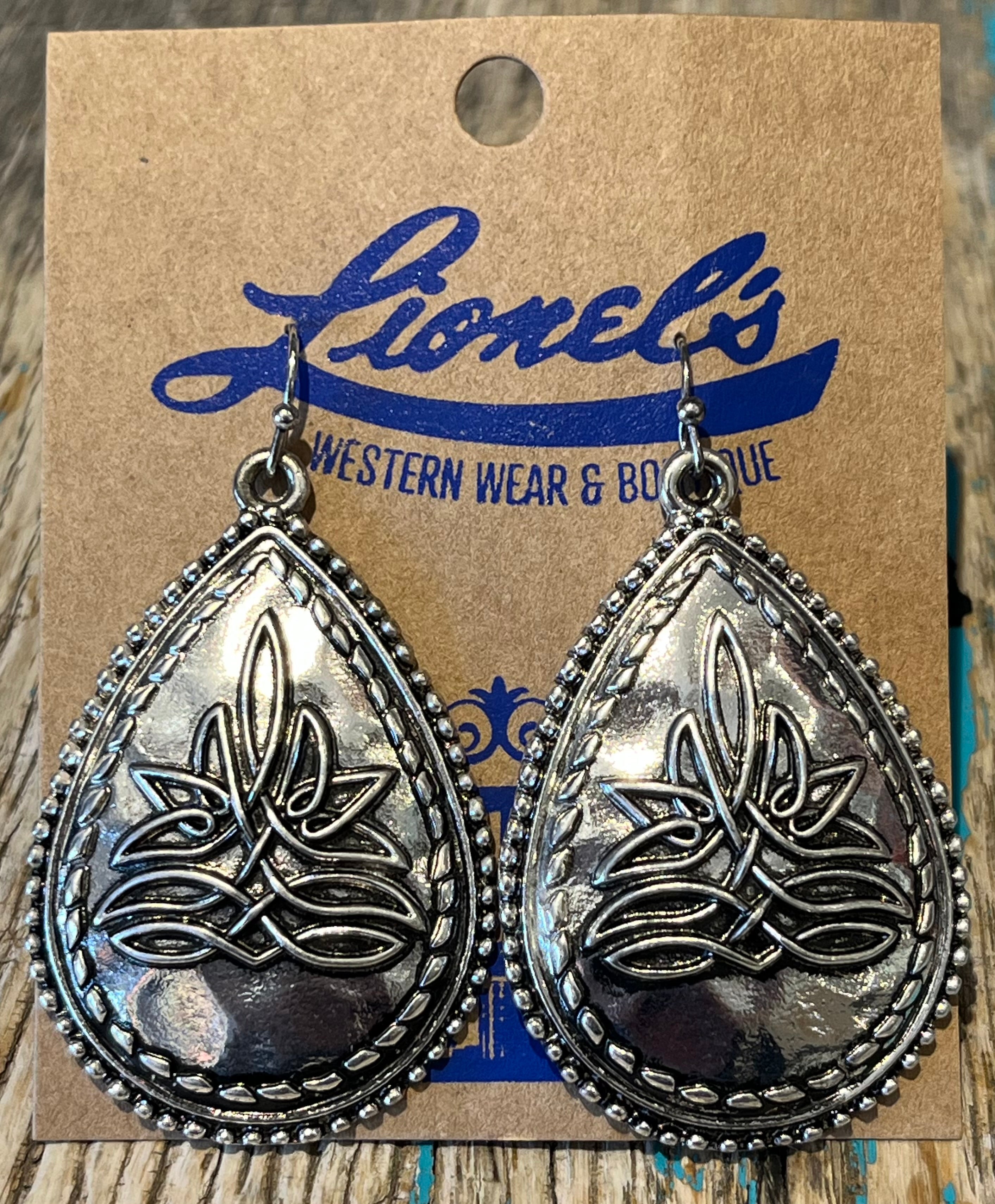 Western Silver Teardrop Earrings