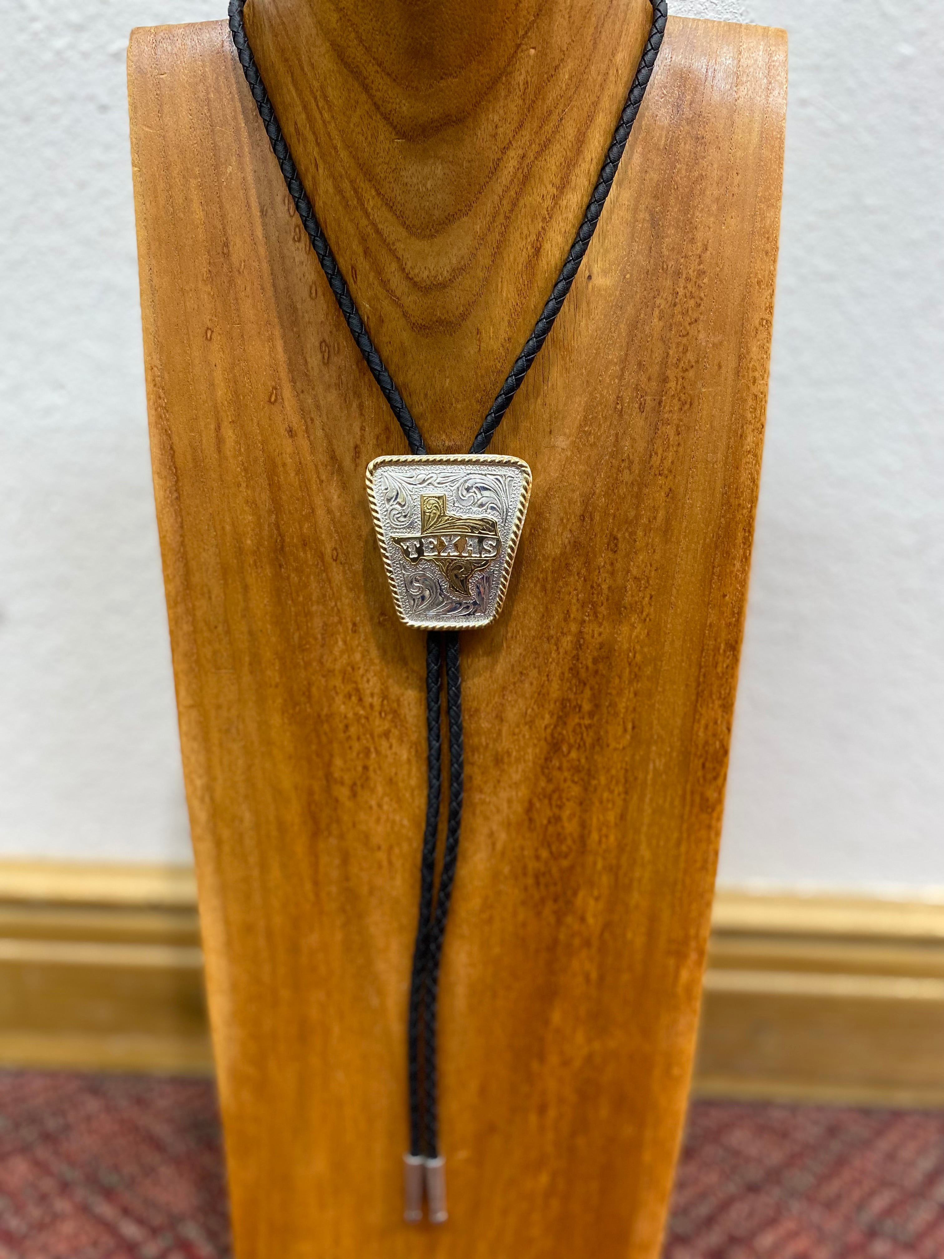 Silver Plated & Brass Texas State Bolo Tie