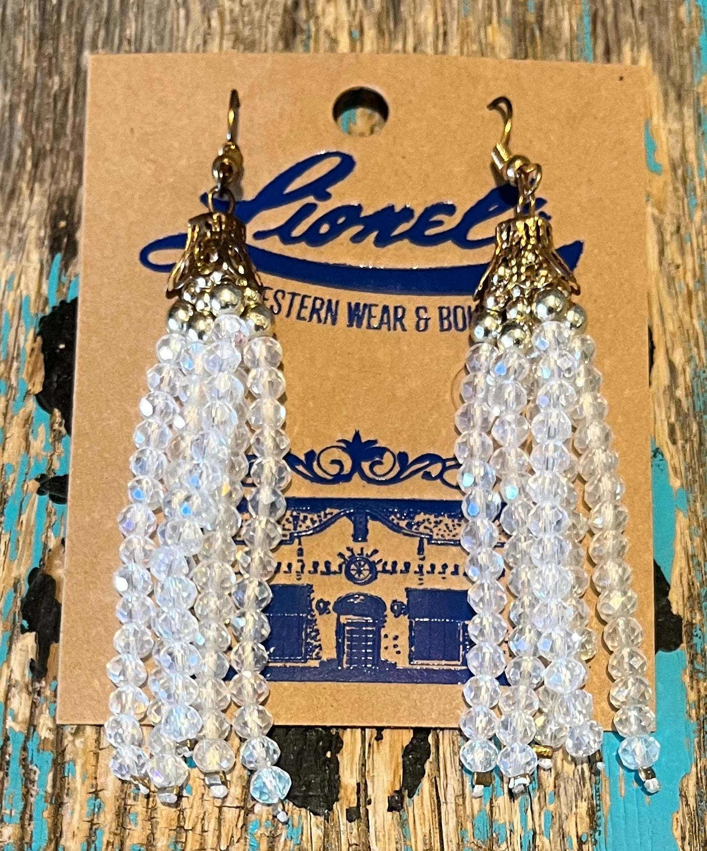 Clear Crystal on Gold Dangling Earrings
