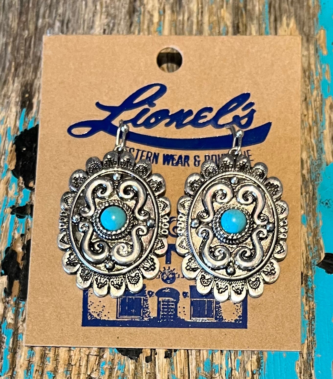 Silver w/ Turquoise Center Concho Earrings