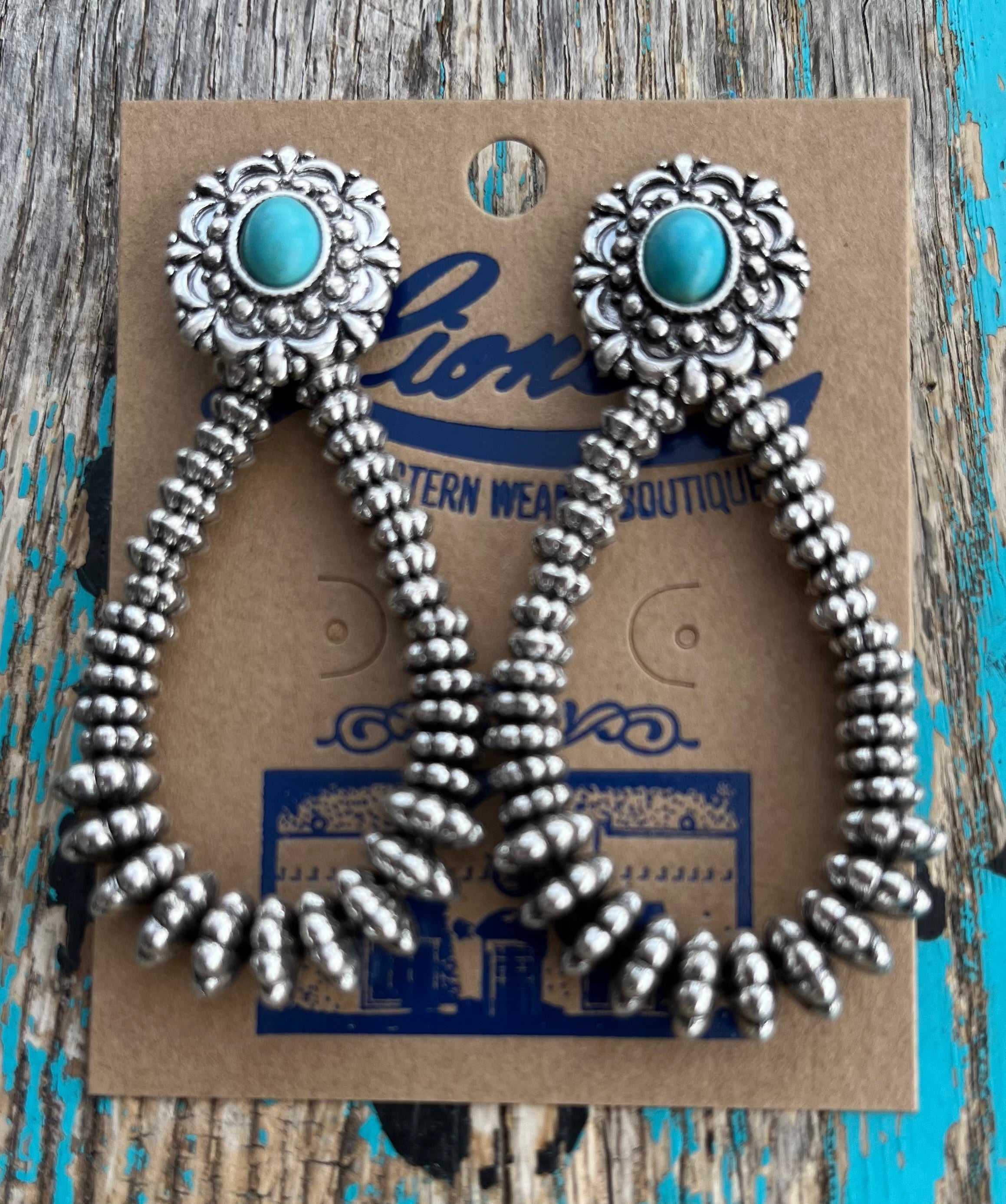 Antique Silver & Turquoise Fashion Earrings