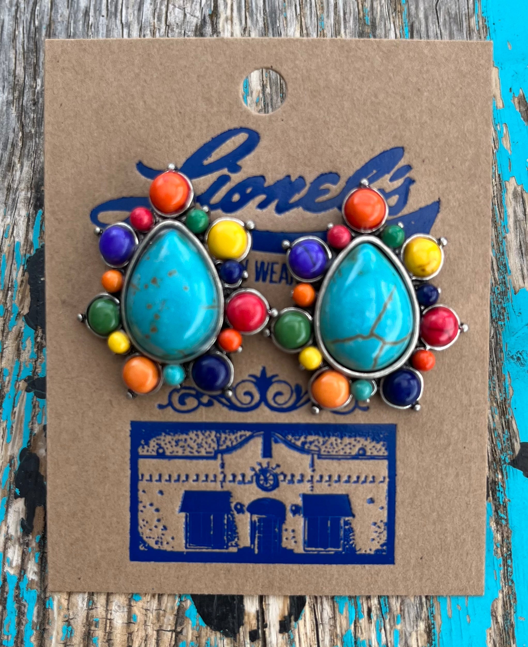 Multi-Color Stones Clip Fashion Earrings