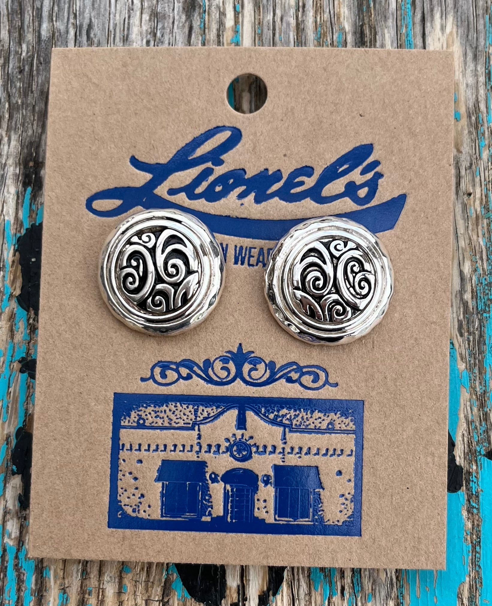 Silver Round Concho CLIP Earrings