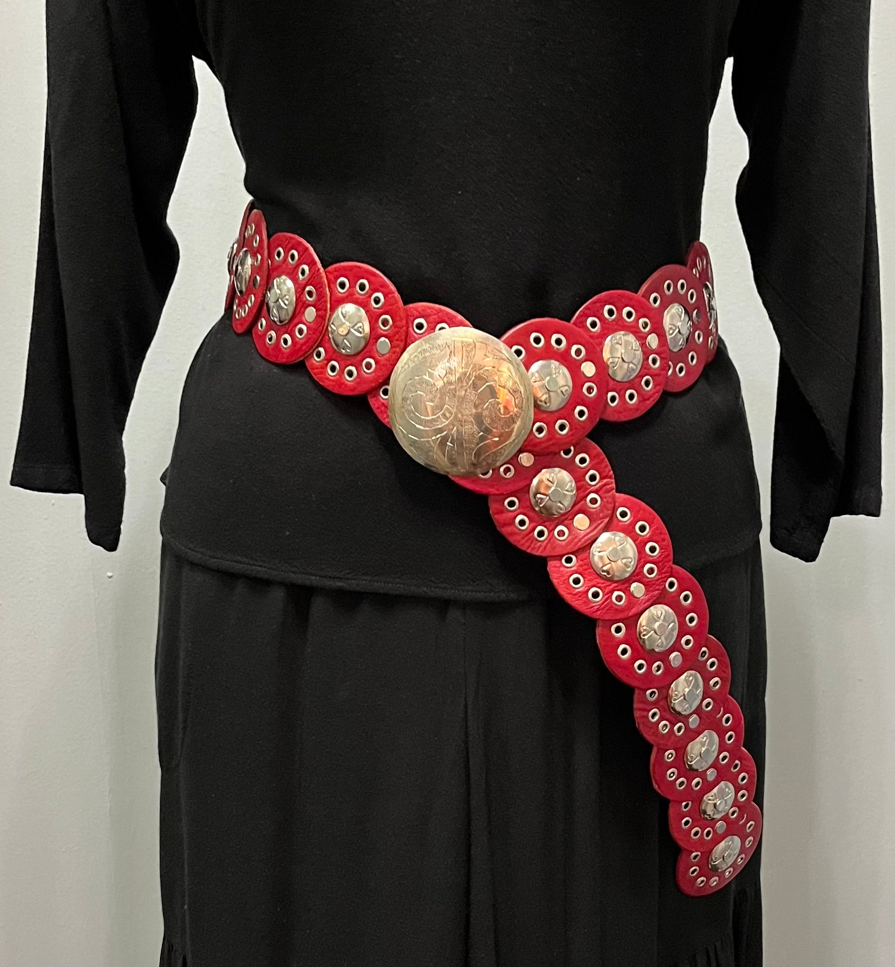 Red Moroccan Leather w/ Small Medallion Belt