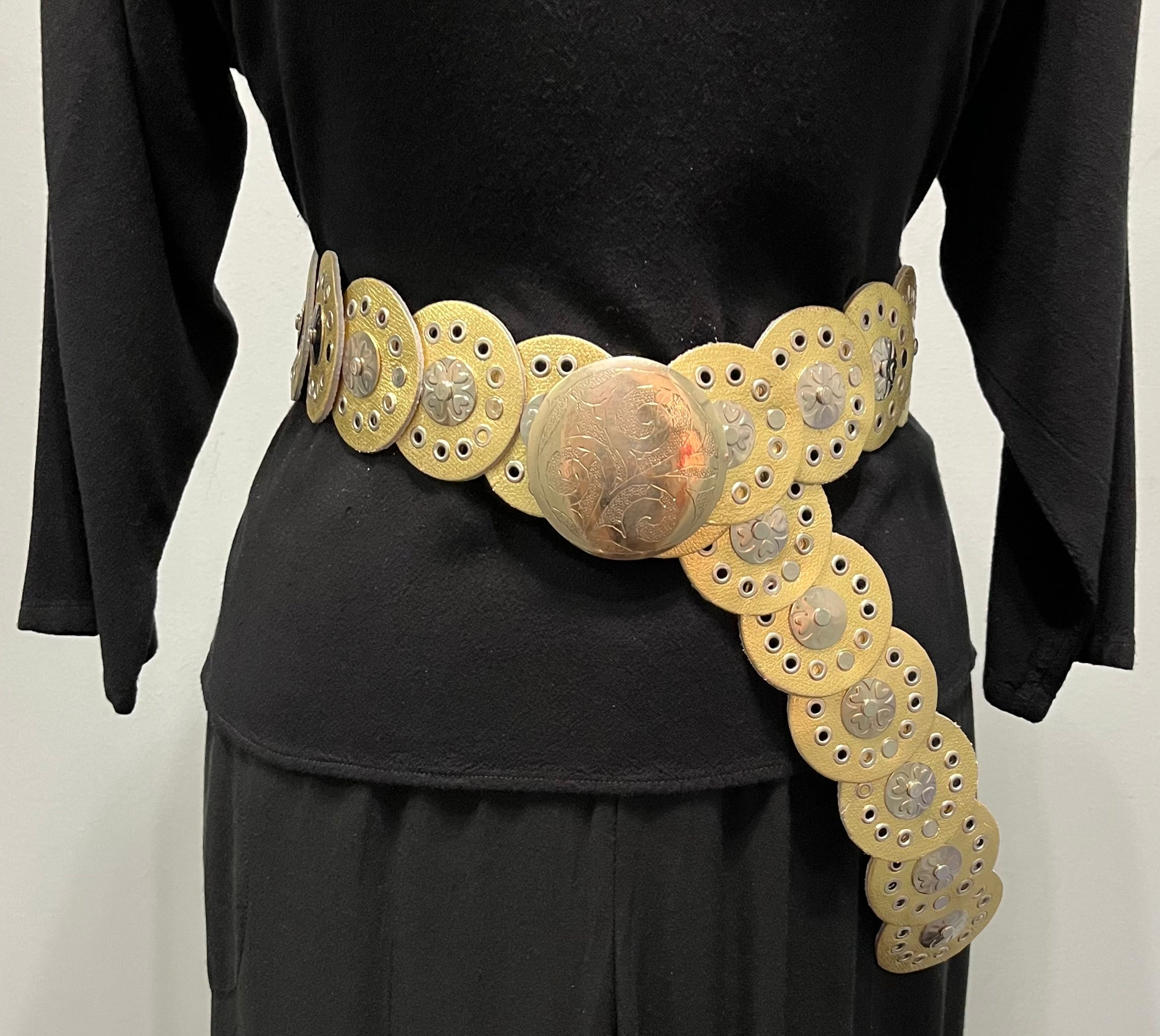GOLD Moroccan Leather w/ Small Medallion Belt
