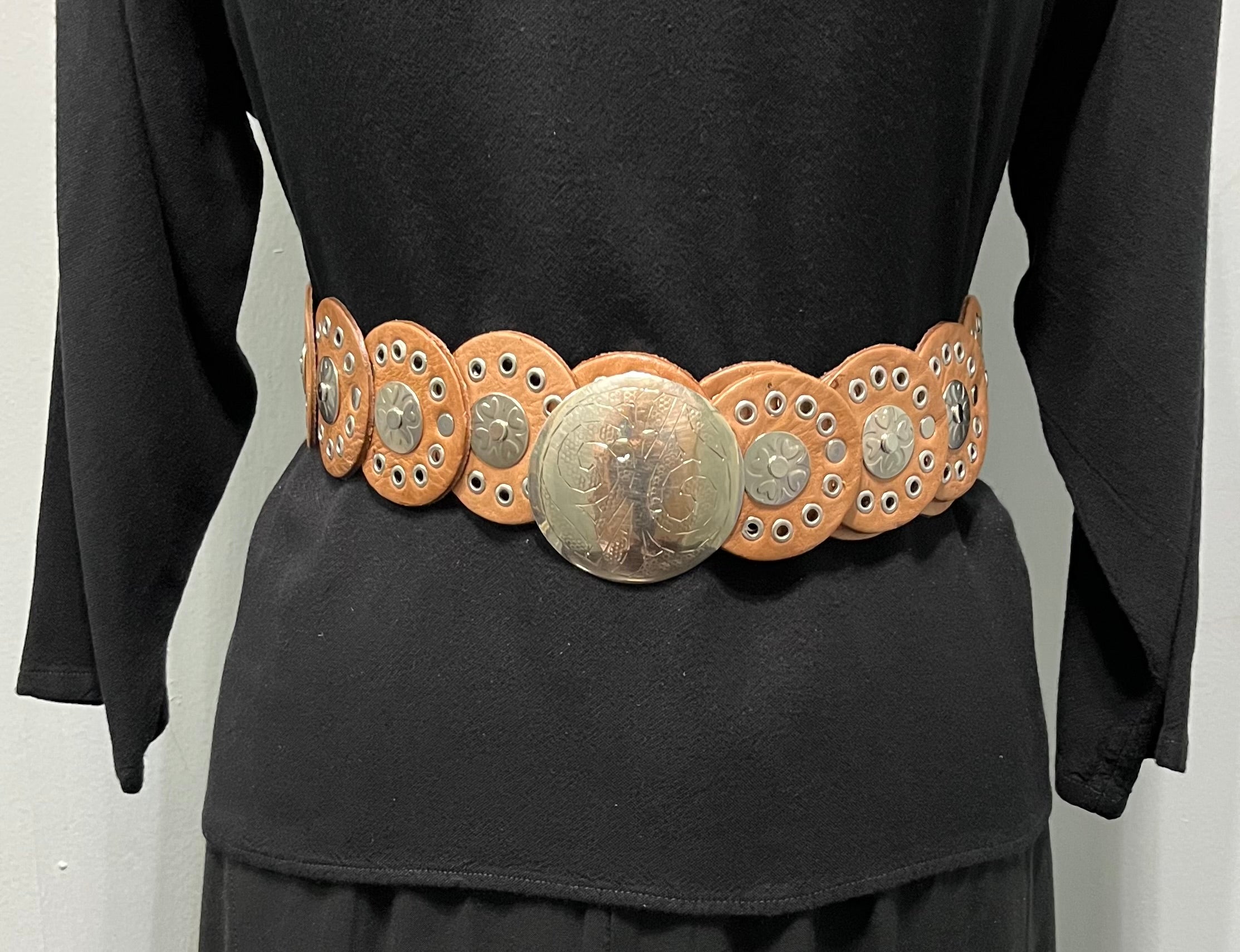 TAN Moroccan Leather w/ Small Medallion Belt