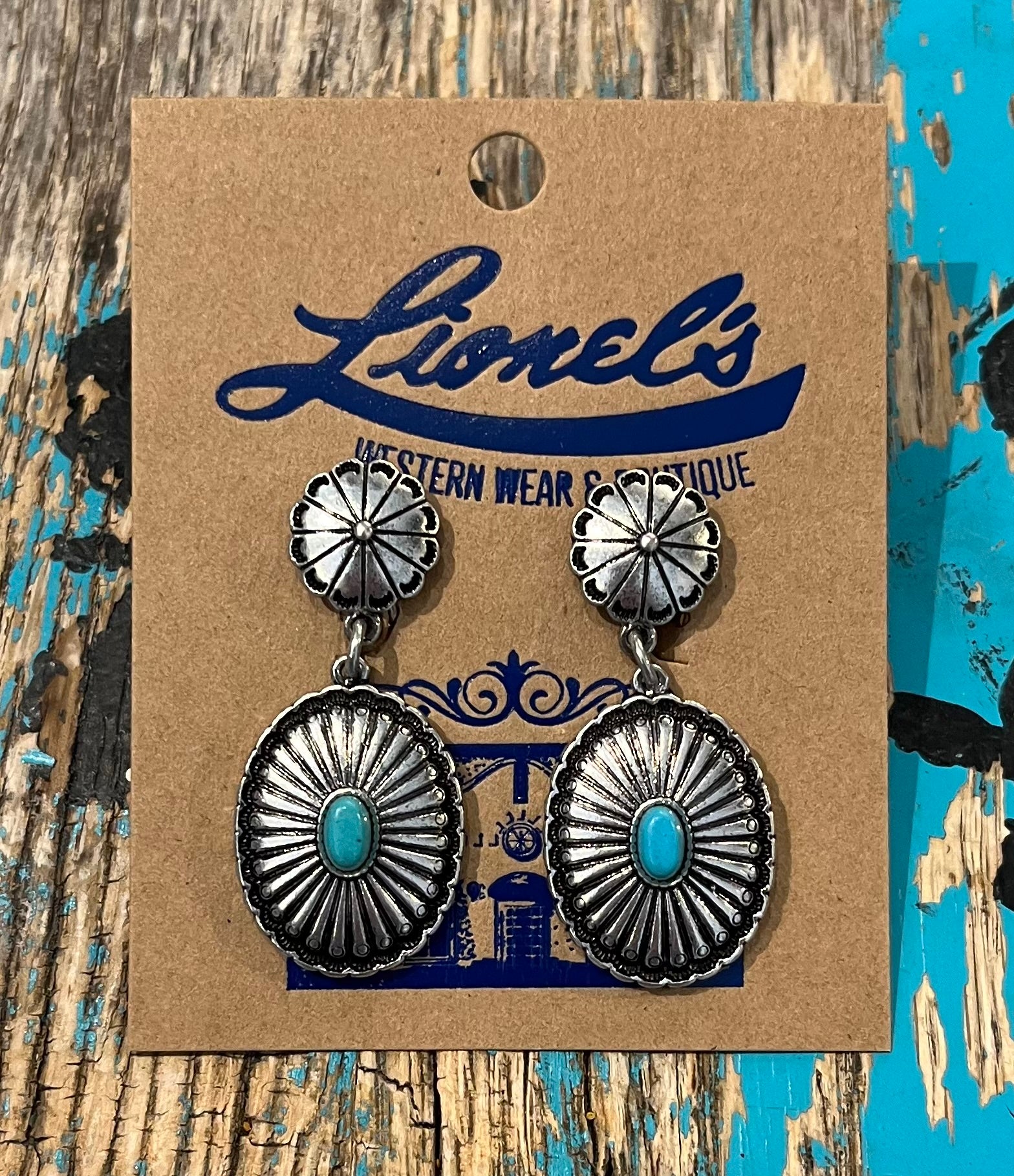 Oval Silver w/ Turquoise  CLIP Earrings