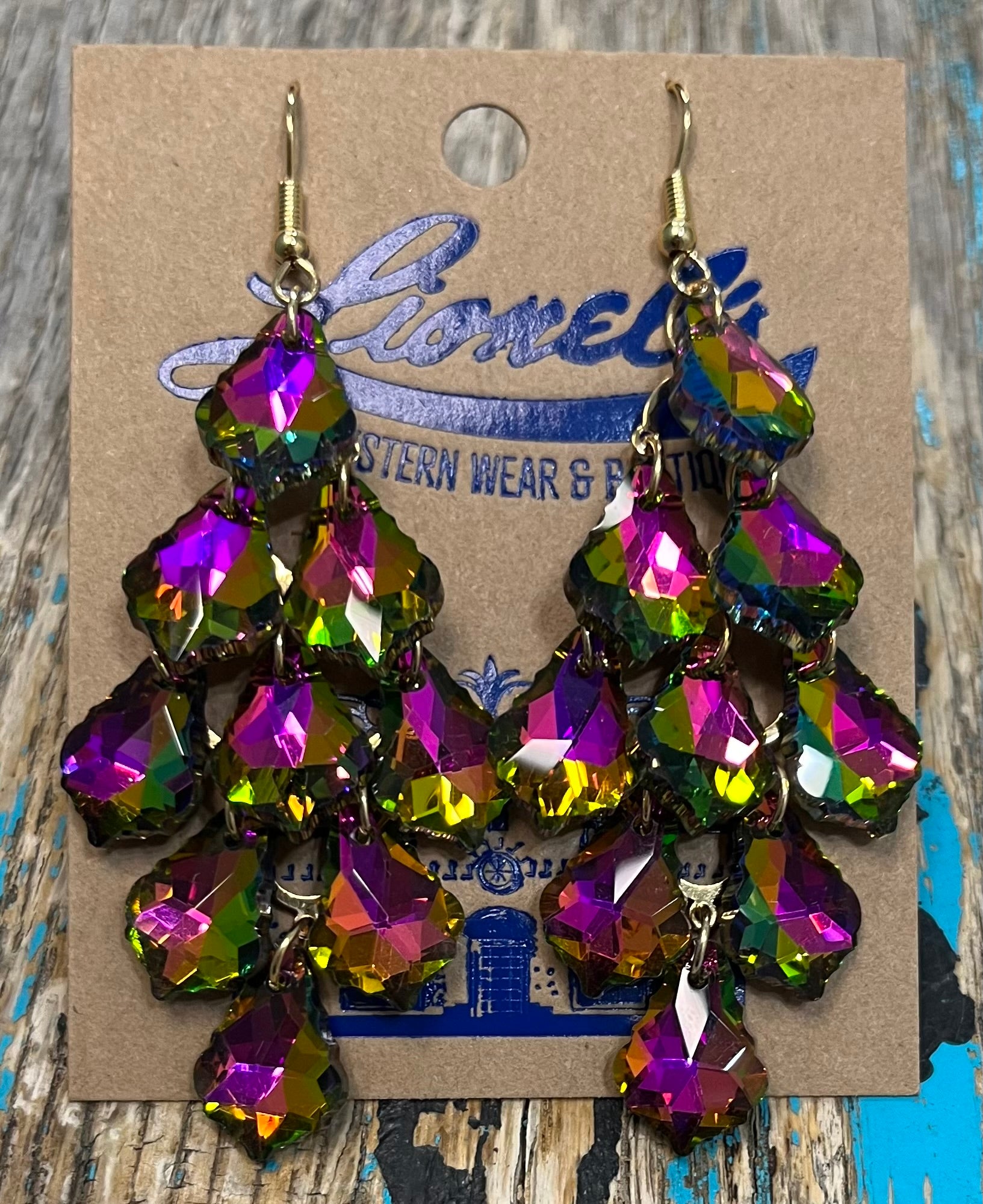 Aurora Borealis Chandelier Statement Earrings