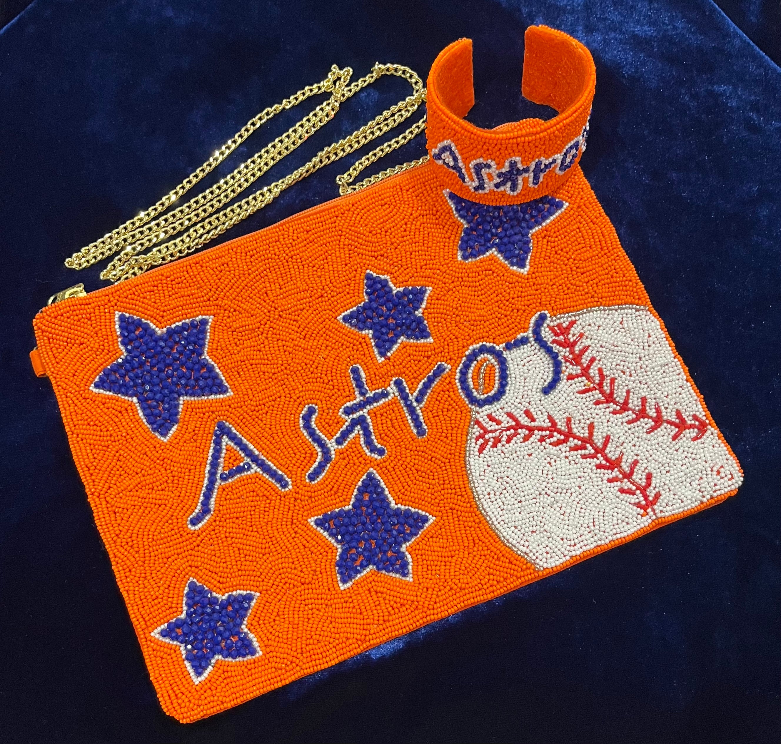 Houston Astros Beaded Orange Crossbody Bag