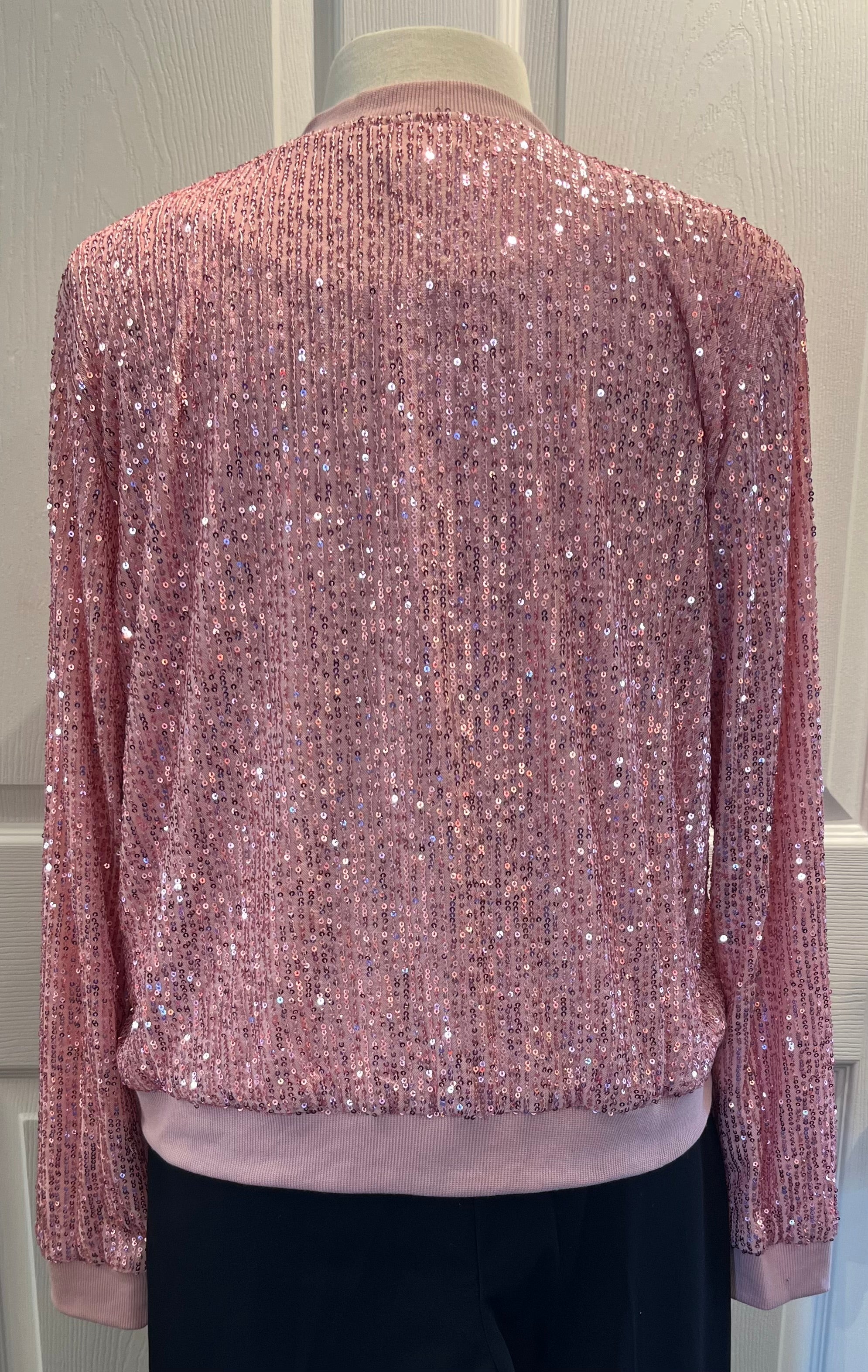 Pink Sequin Bomber Jacket