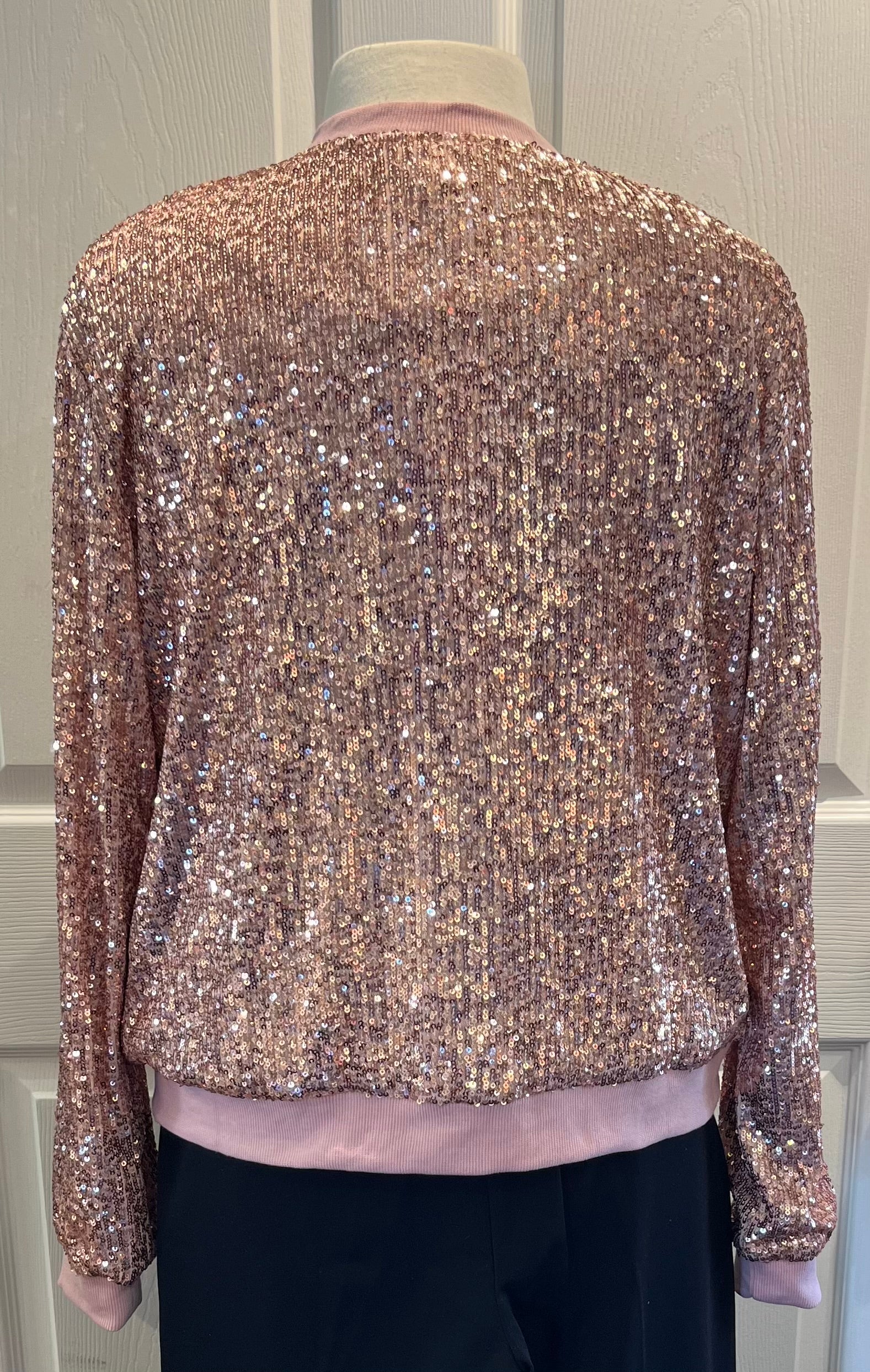 Rose Gold Sequin Bomber Jacket