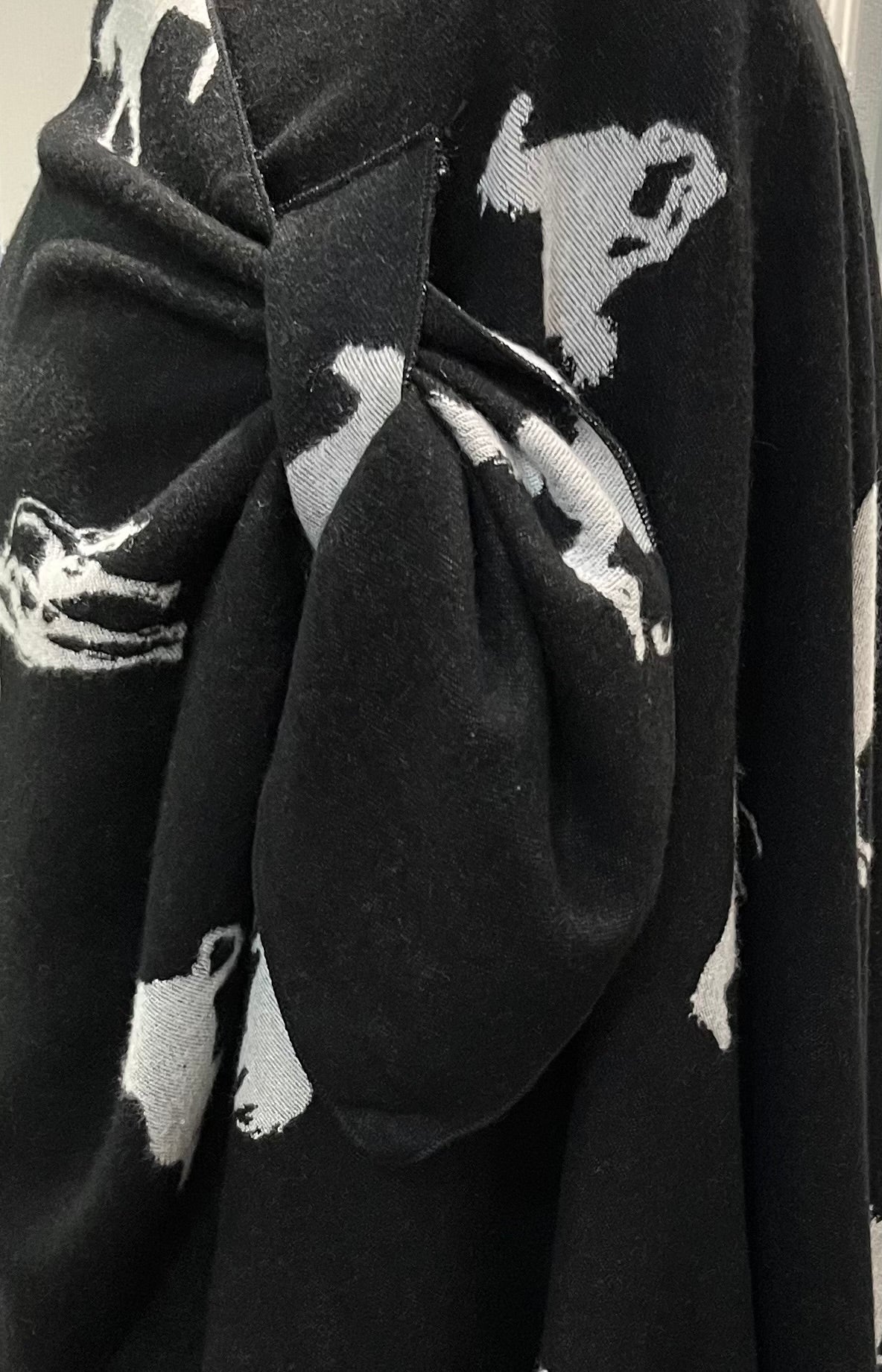 White Horses on Black Reversible Cashmere Shawl