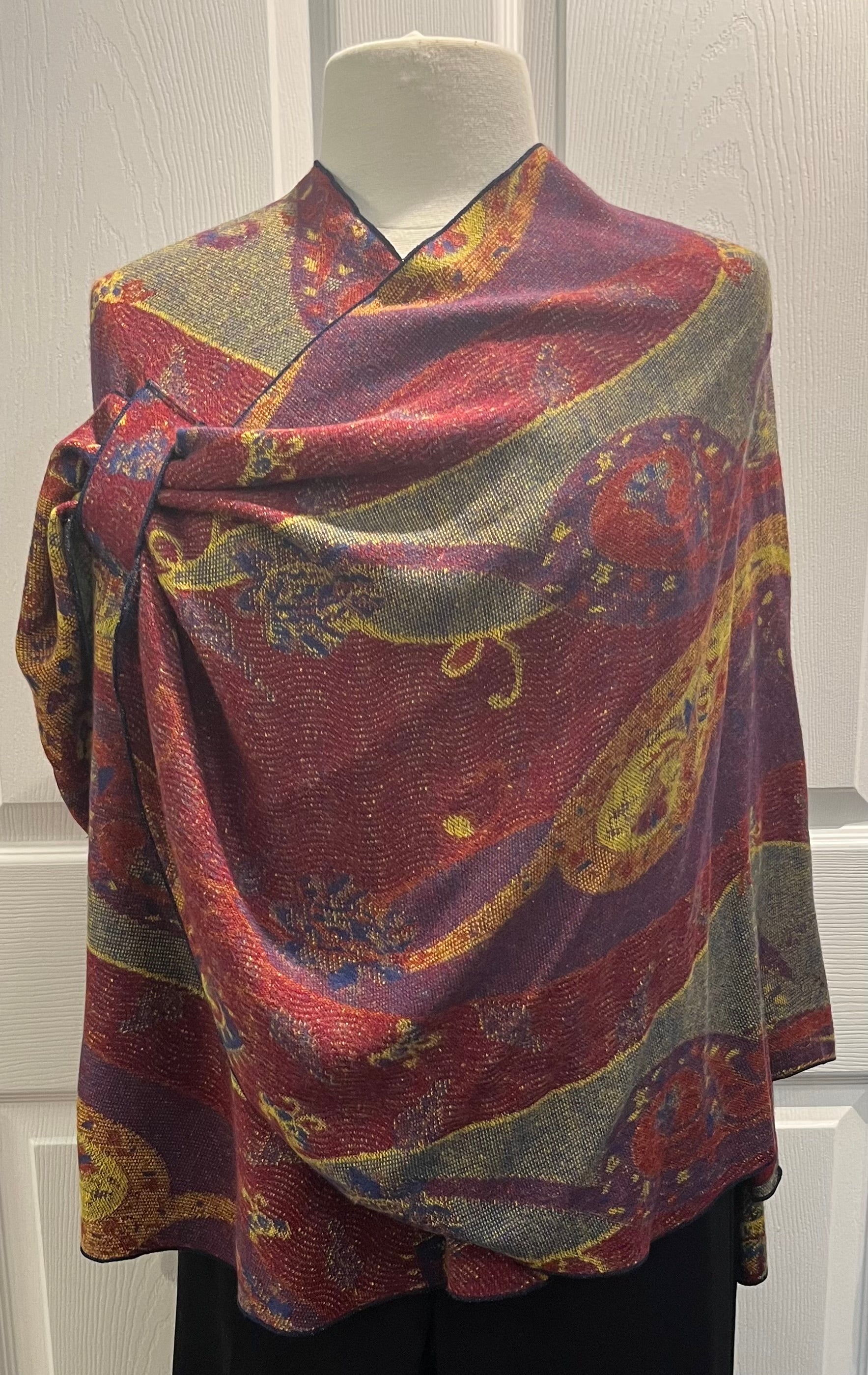 Waves of Fall Reversible Cashmere Shawl
