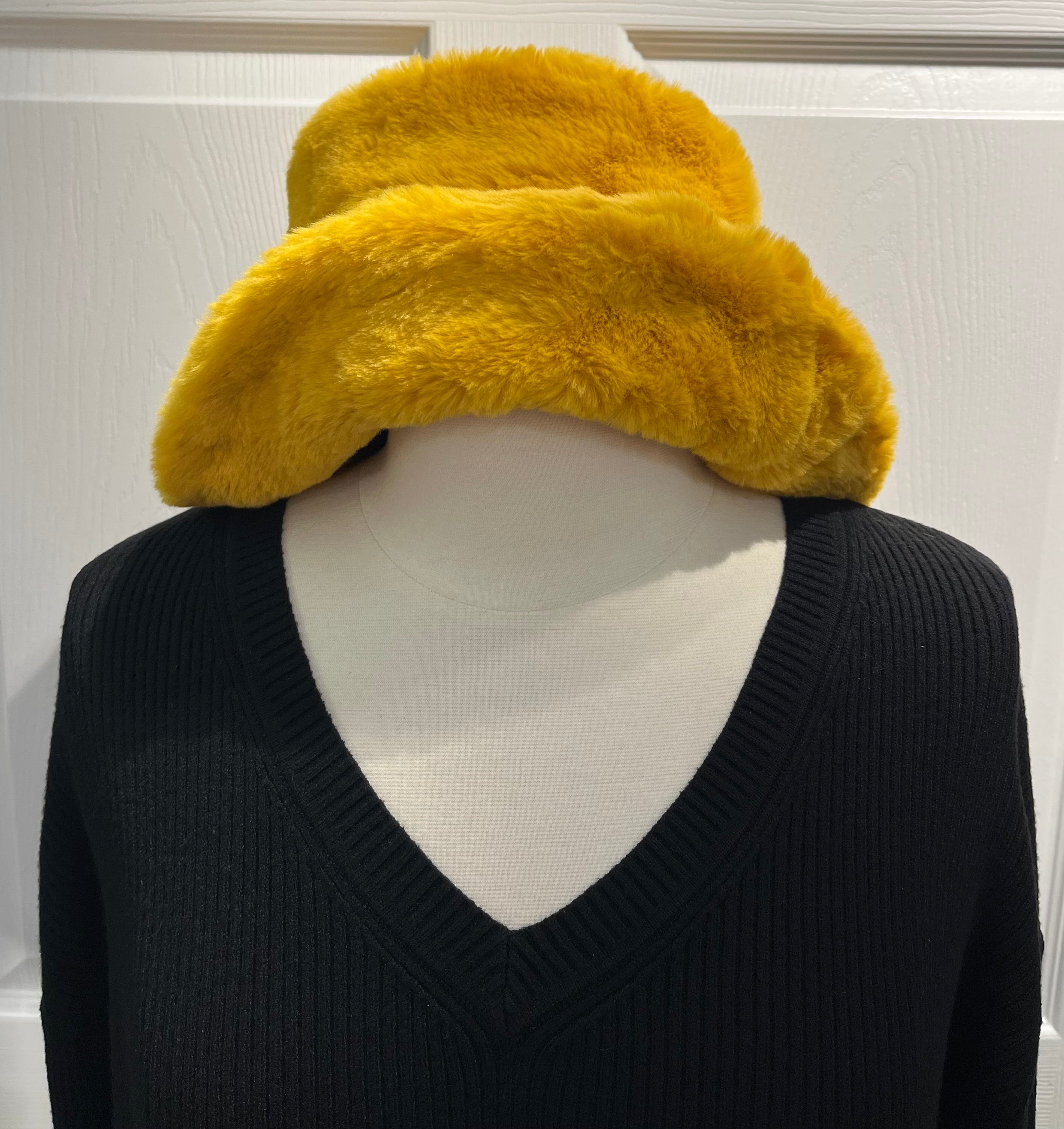 Mustard Soft Faux Fur Bucket Hat
