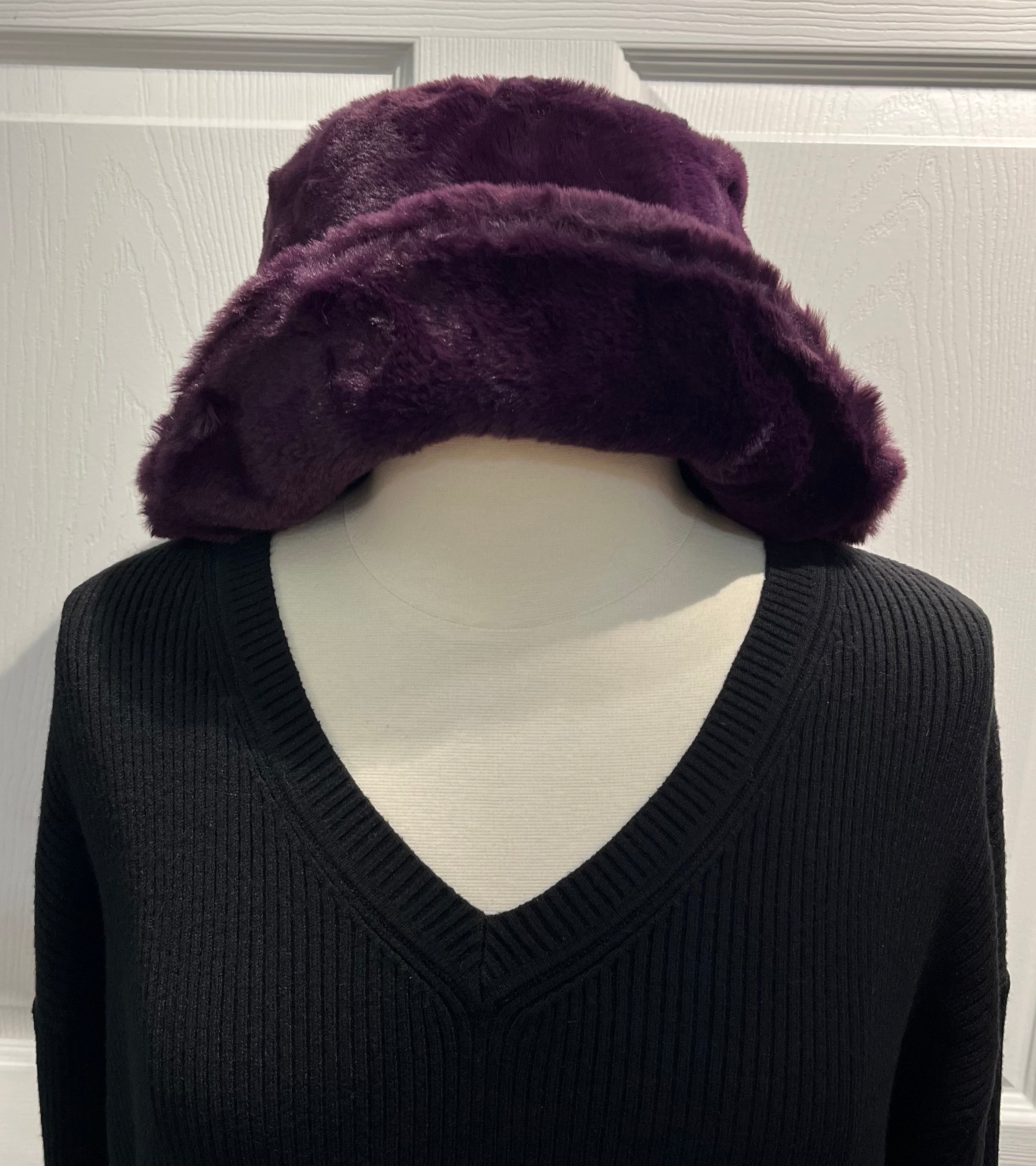 Purple Soft Faux Fur Bucket Hat
