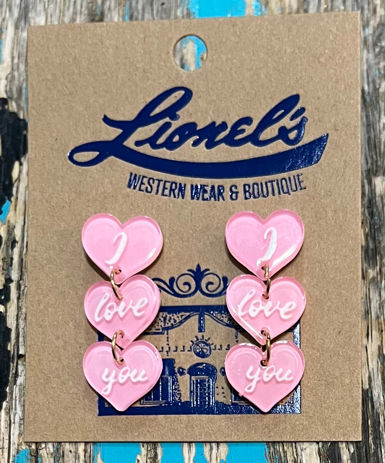 Pink Triple Heart I LOVE YOU Earrings