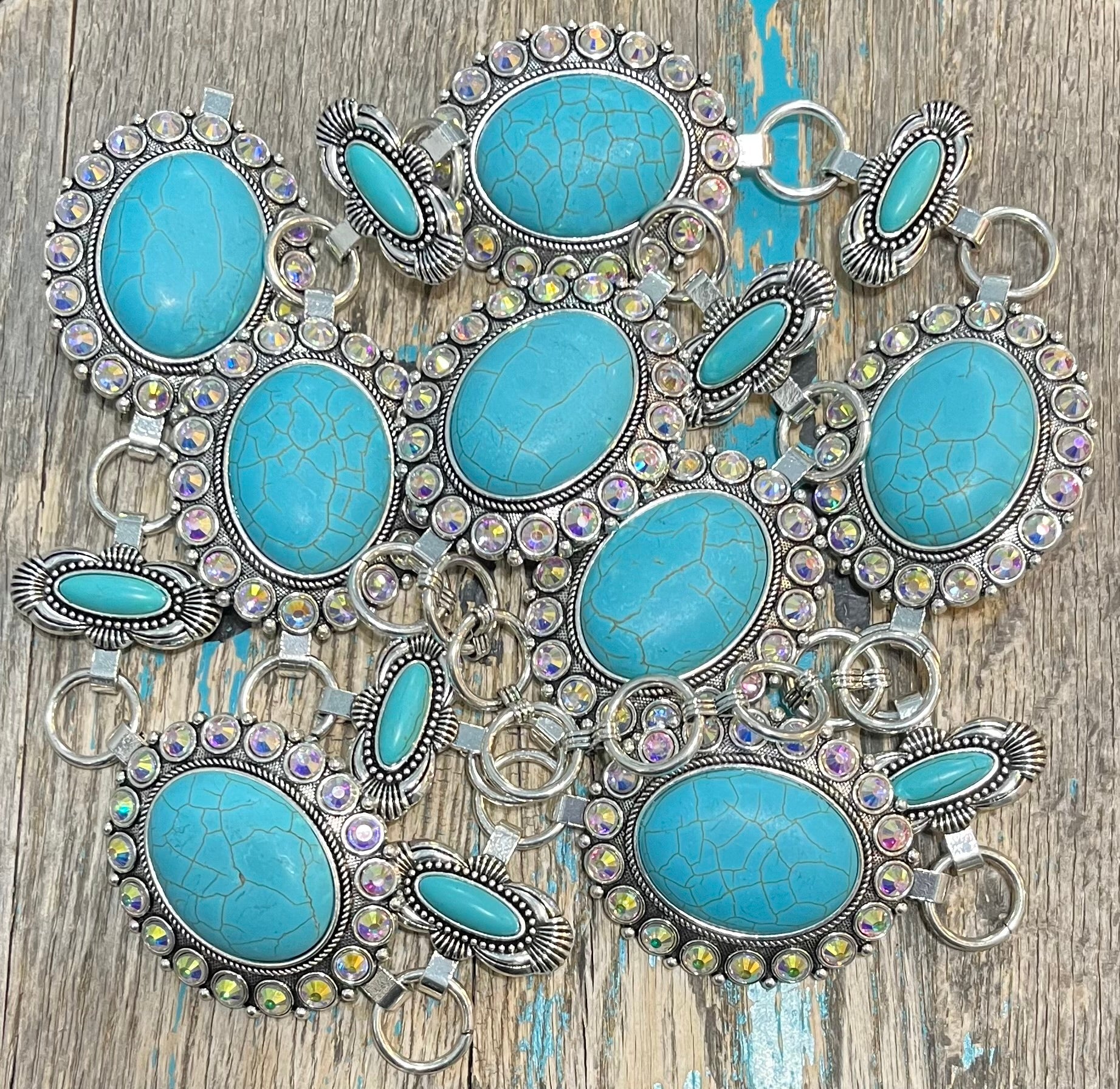 AB Crystal & Turquoise Concho Link Belt