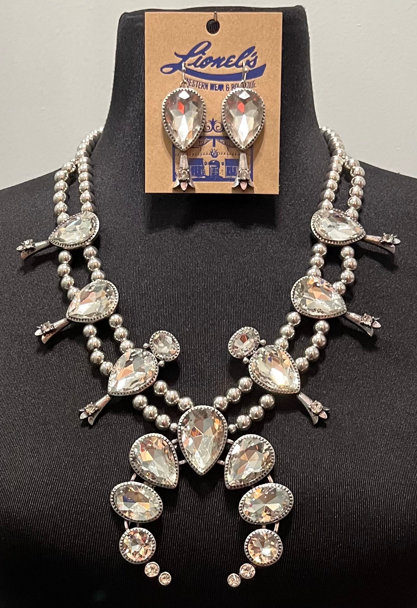 Clear Crystal Squash Blossom Necklace Set